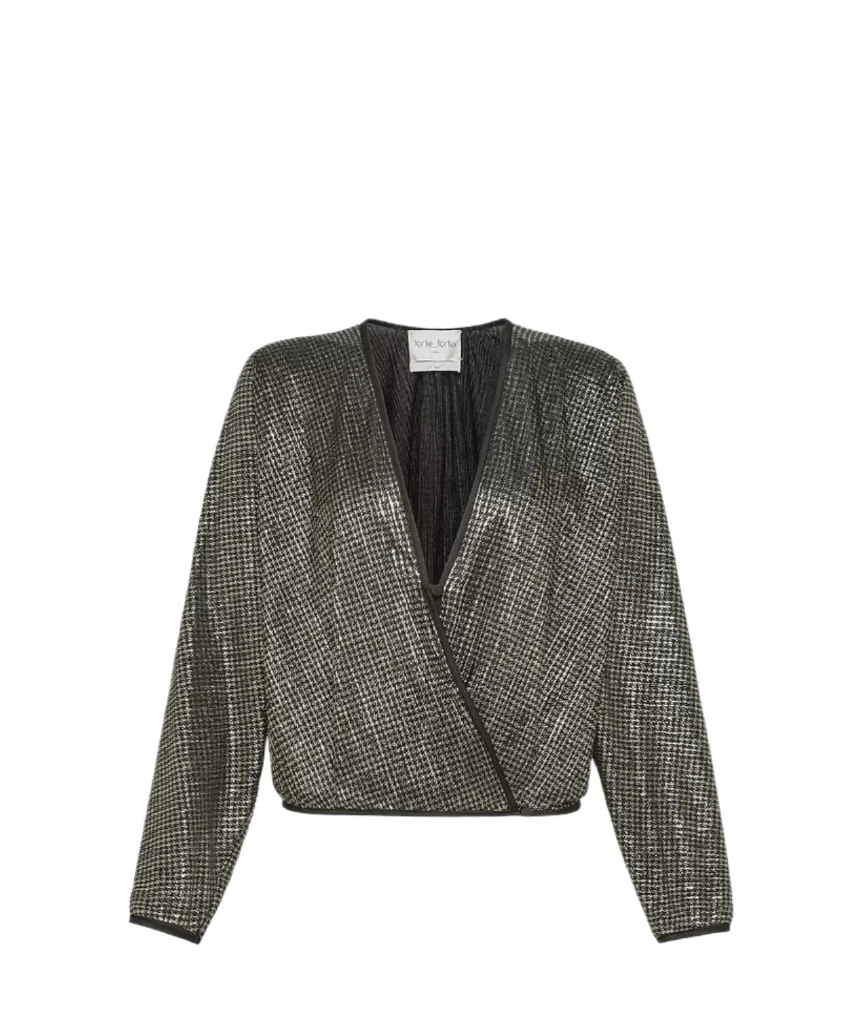 Lam' pied de poule crossed shirt, black