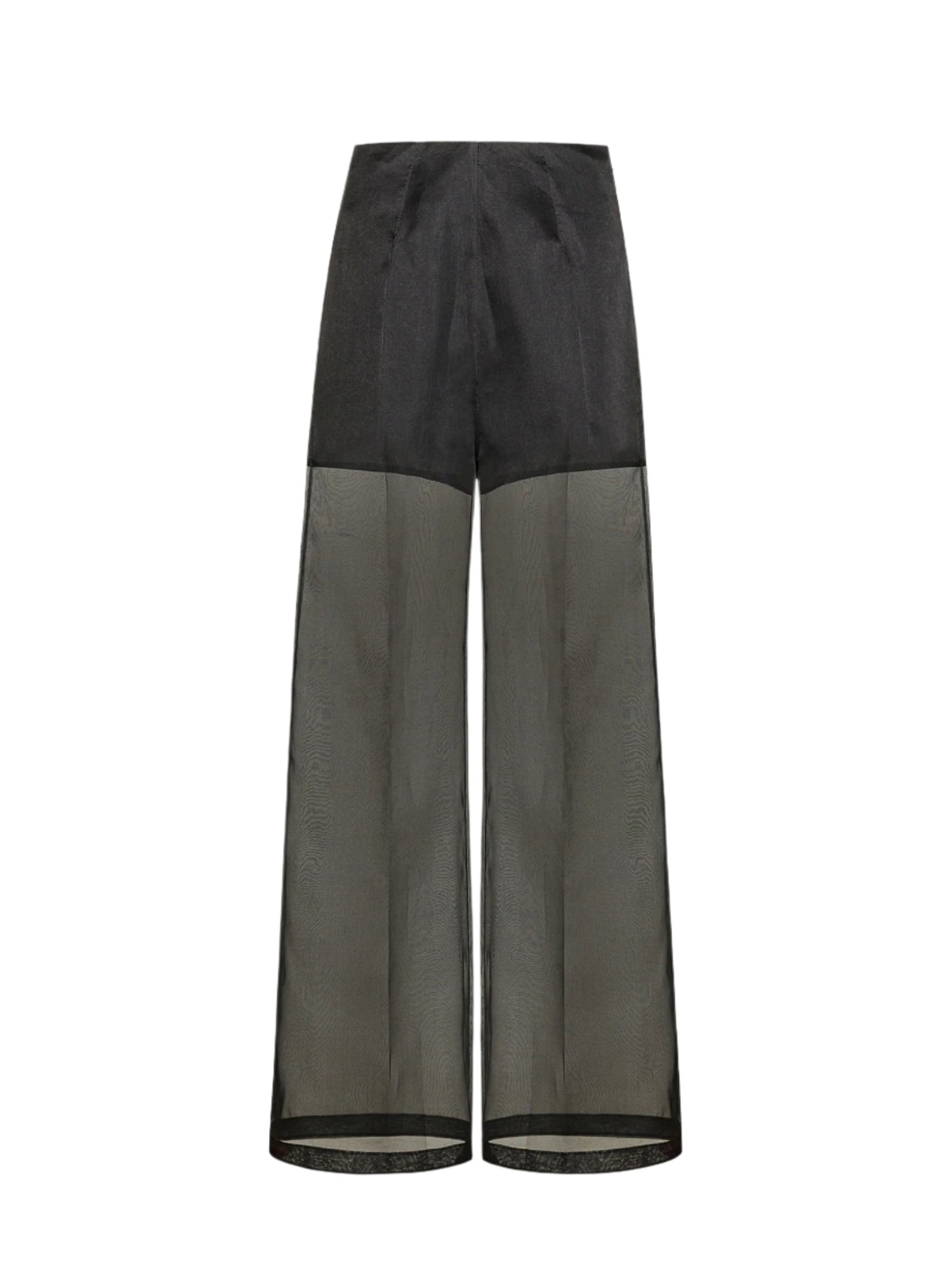 Chic organza silk wide leg pants, black