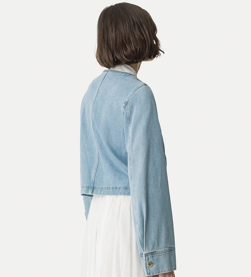 Cavalry denim jacket double breasted, light blue