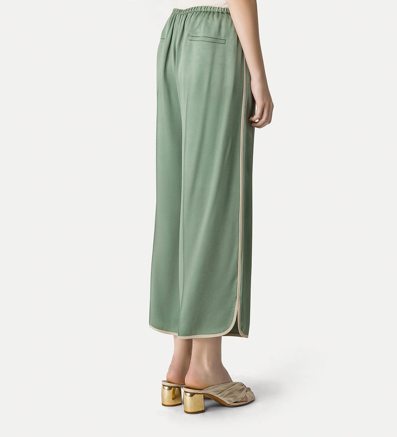 Envers satin shiny cropped pants, light khaki