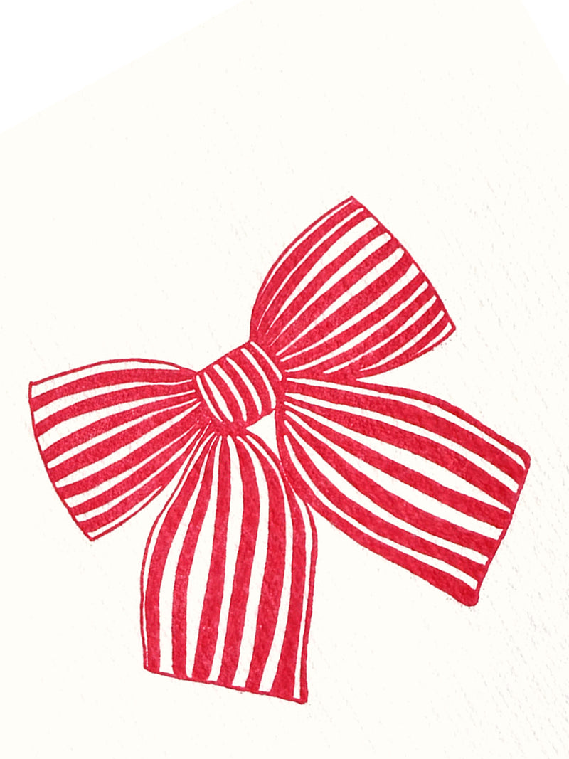 Bow cocktail napkins, red (25 x 25cm)