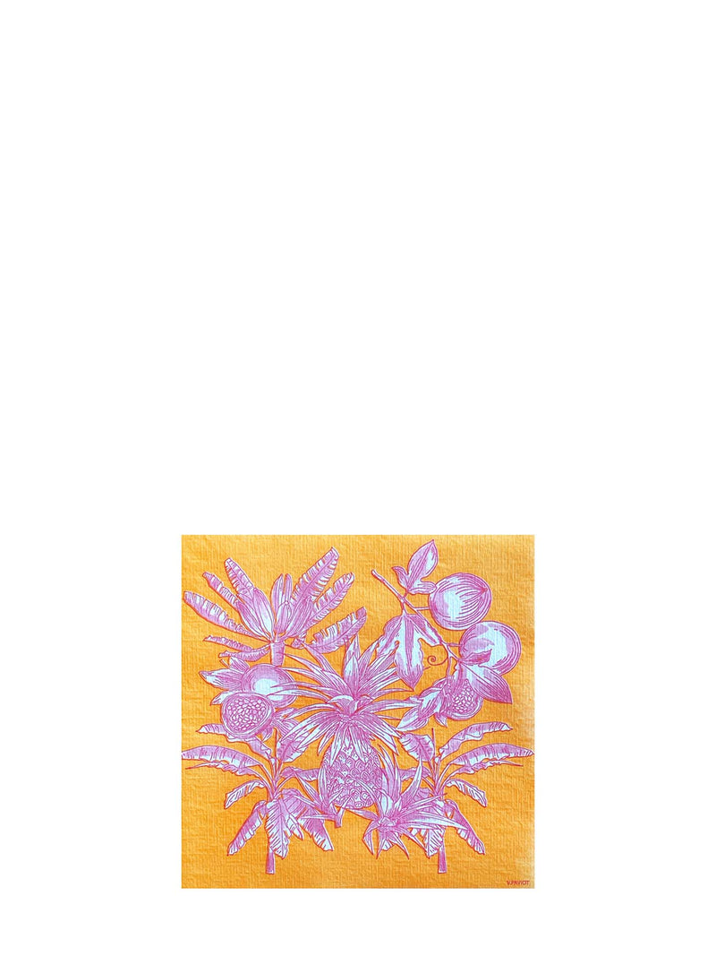 Exotic fruits cocktail napkin, yellow (25 x 25cm)