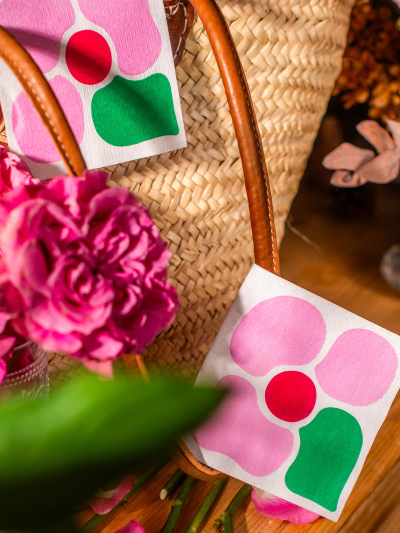Flower pop cocktail napkin, pink (25x25cm)