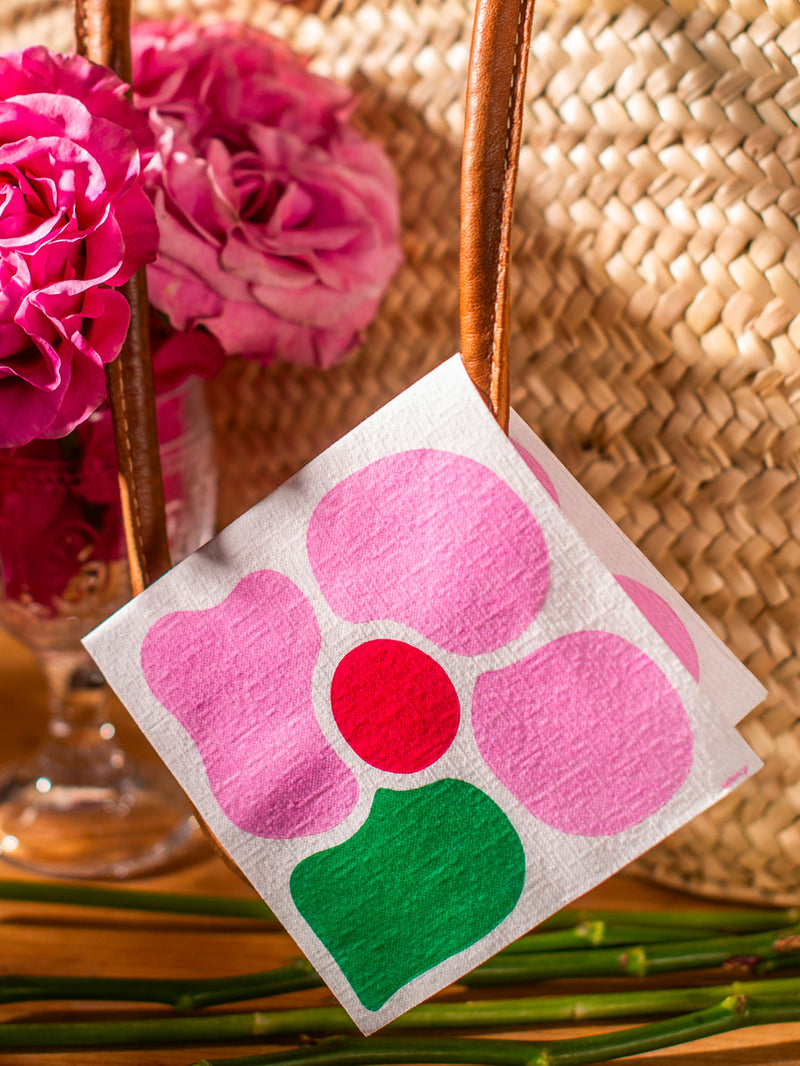 Flower pop cocktail napkin, pink (25x25cm)