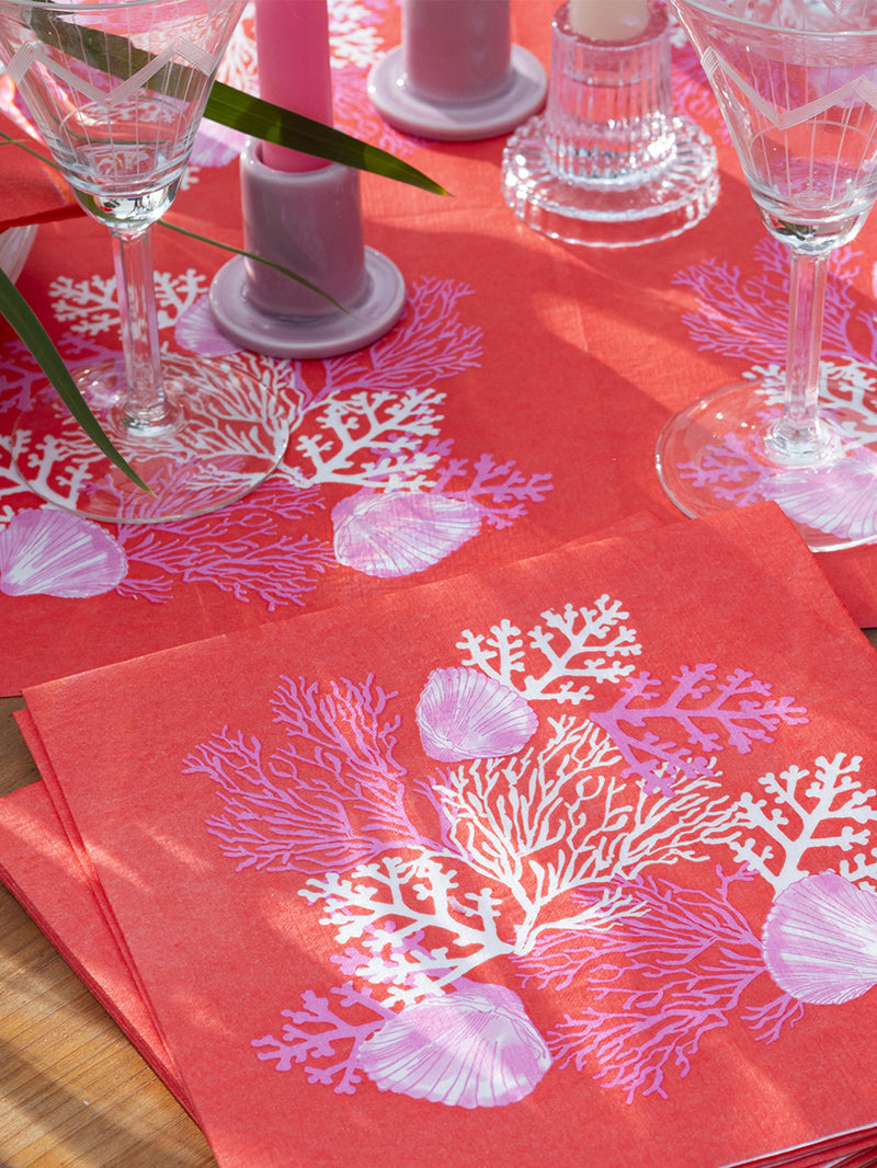 Coral dinner napkin, red