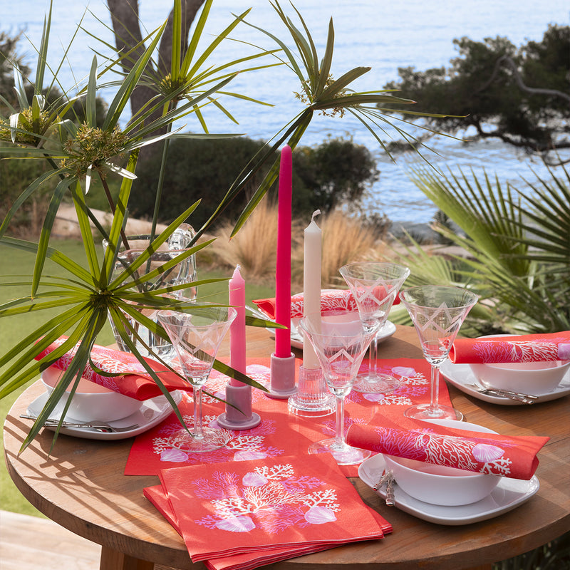 Coral dinner napkin, red