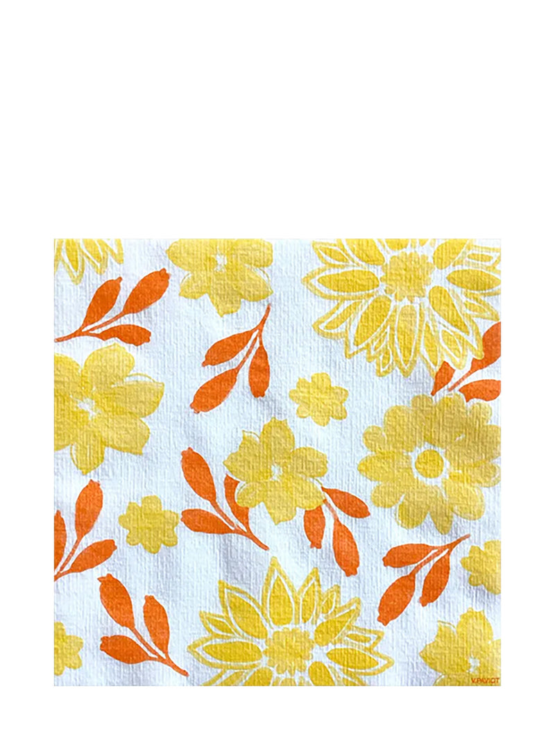 Maxi flowers dinner napkins, yellow (40x40cm)