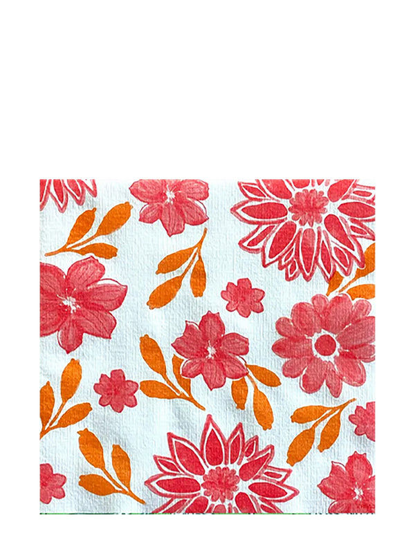 Maxi flowers dinner napkins, red (40x40cm)