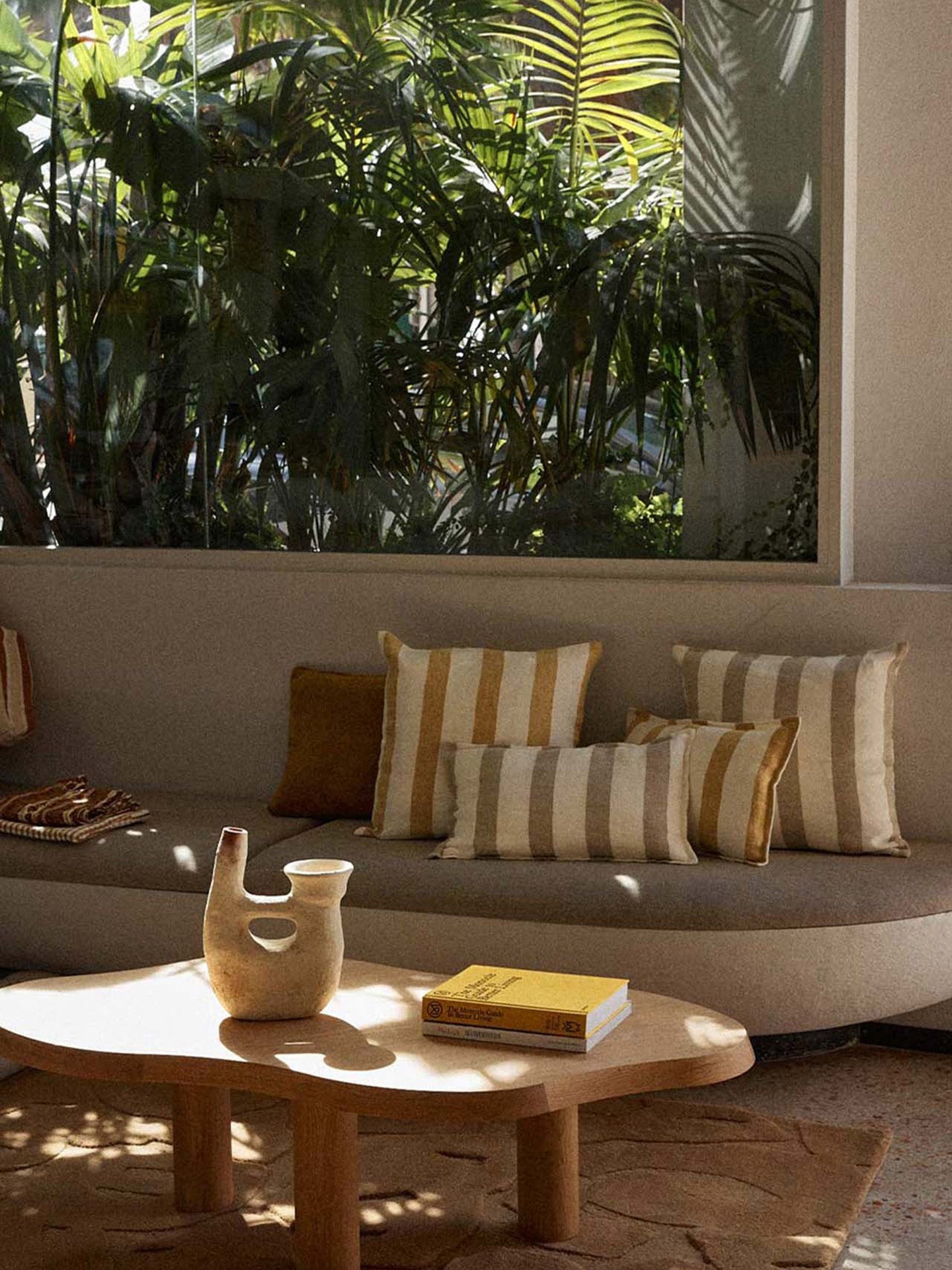 Bastide cushion cover, curry stripes (50 x 50 cm)