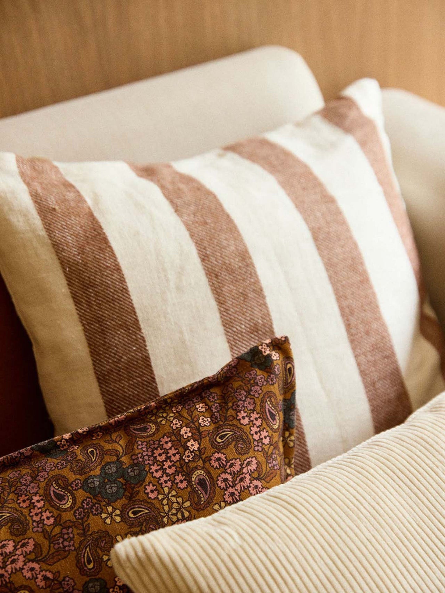 Bastide cushion cover, mocha stripes (50 x 50 cm)