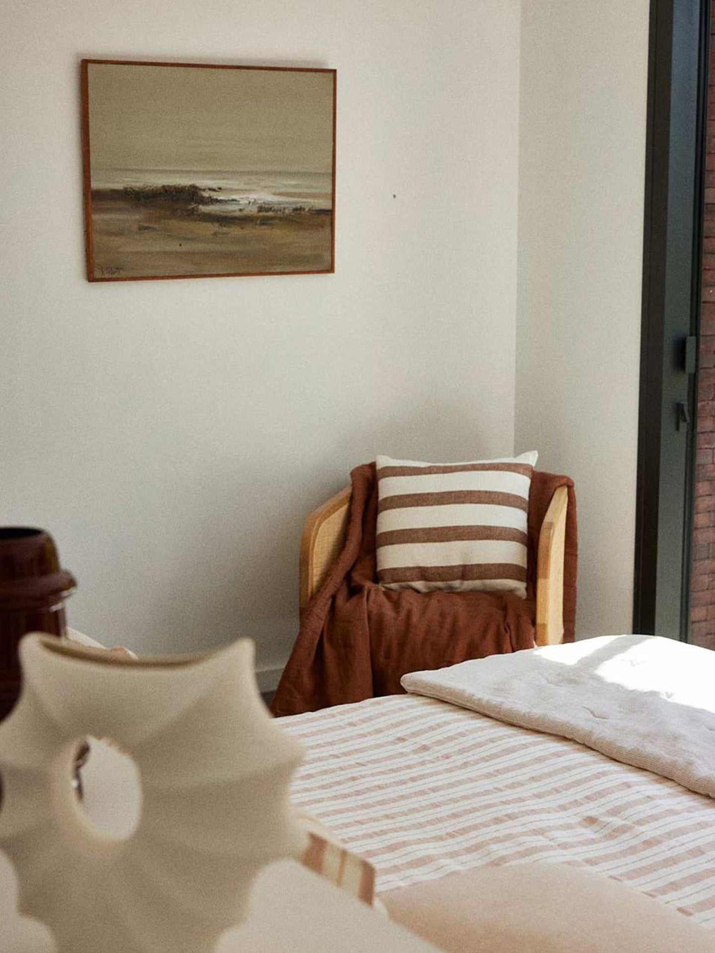 Bastide cushion cover, mocha stripes (50 x 50 cm)