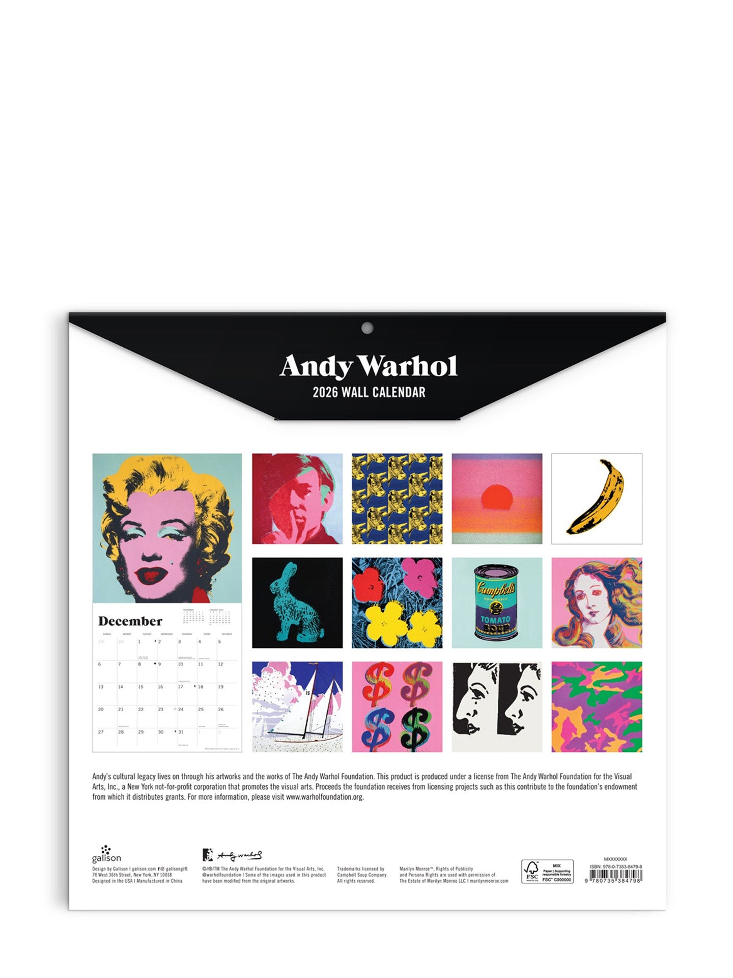 Andy Warhol classic 2026 wall calendar