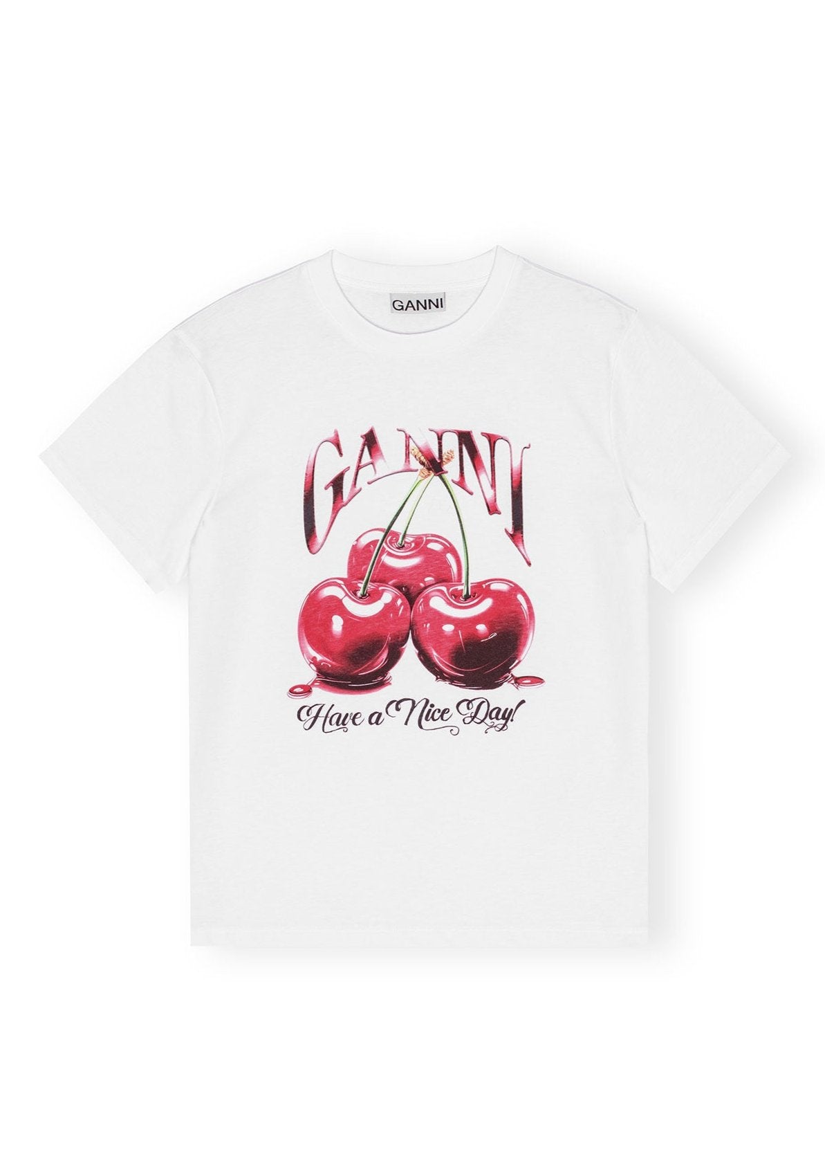 Basic Jersey Cherry Relaxed T-shirt, white