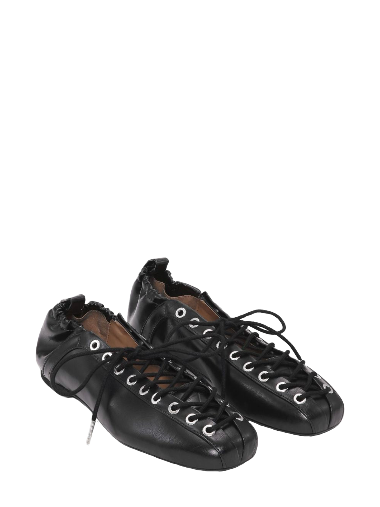 Lace Up Ballerina Crinkle Oleatex with eyelets, black