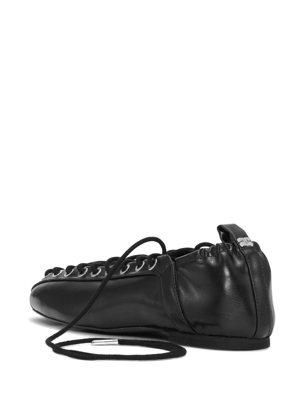 Lace Up Ballerina Crinkle Oleatex with eyelets, black