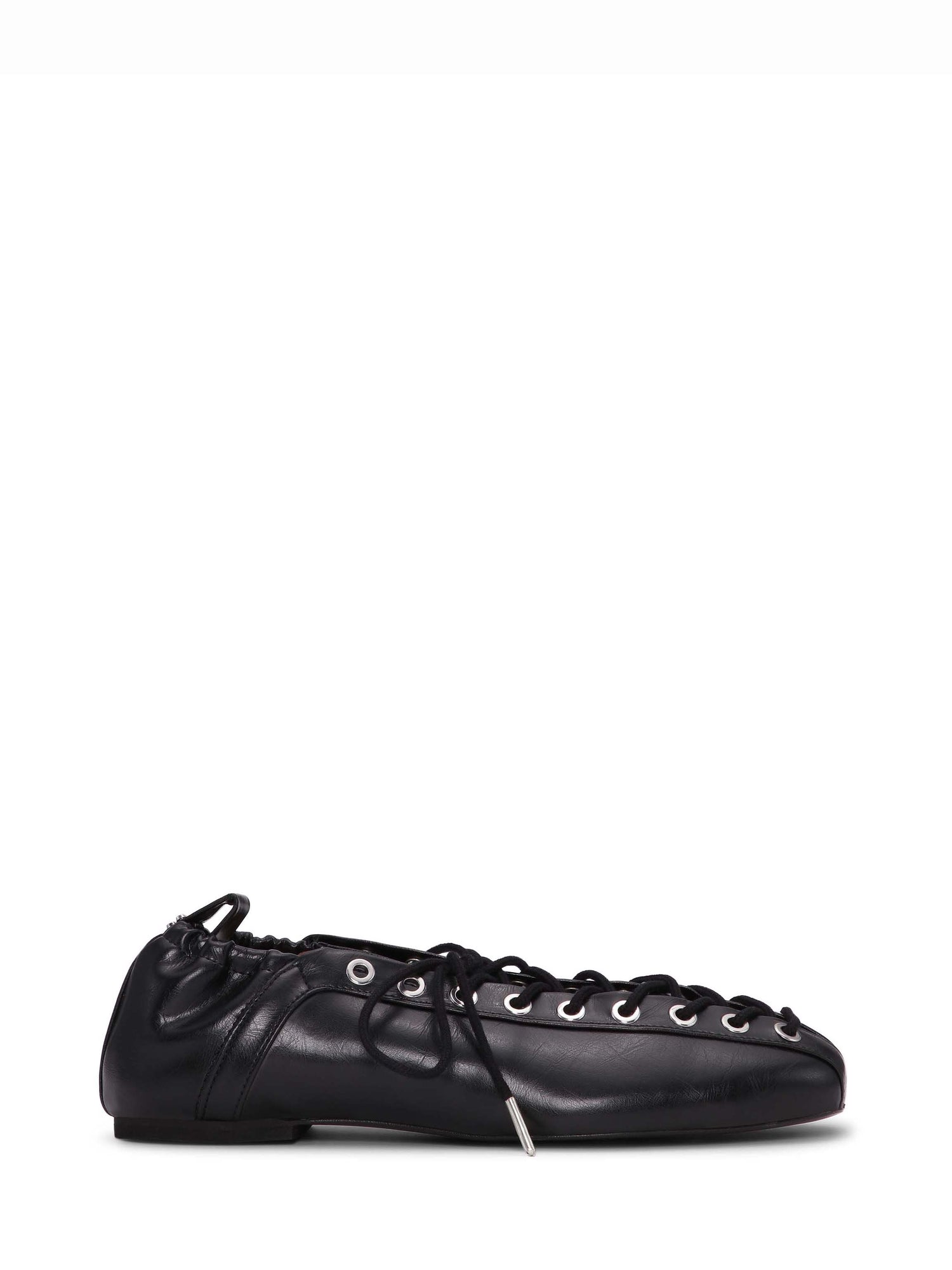 Lace Up Ballerina Crinkle Oleatex with eyelets, black