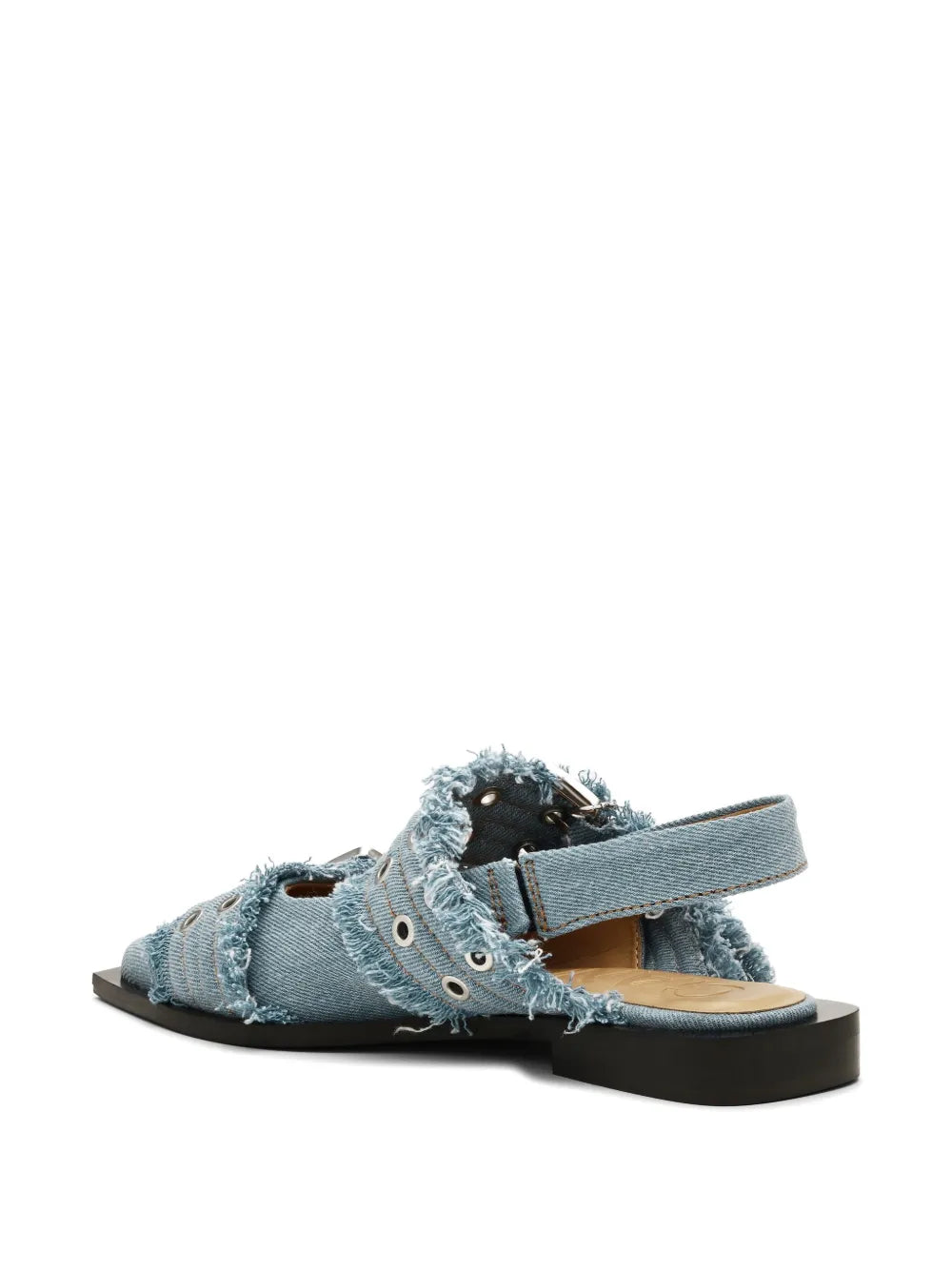 Feminine Buckle Ballerina Charms Denim, faded denim