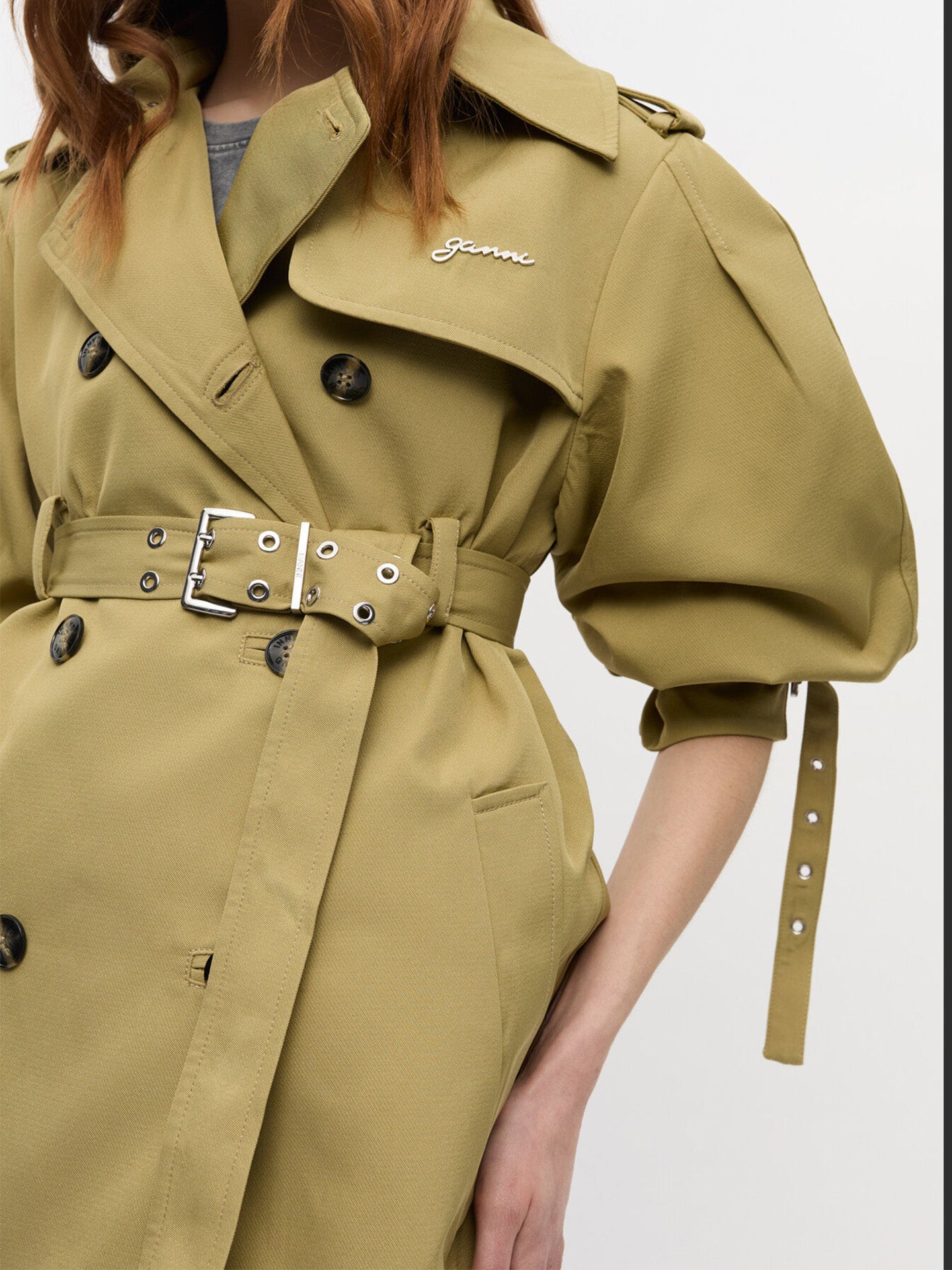 Heavy Twill Midi Trench Coat, beige