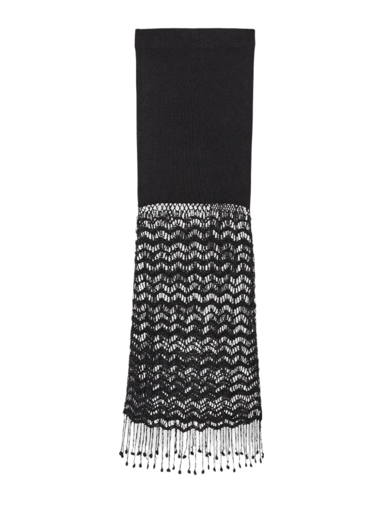 Shiny Viscose Crochet Skirt, black
