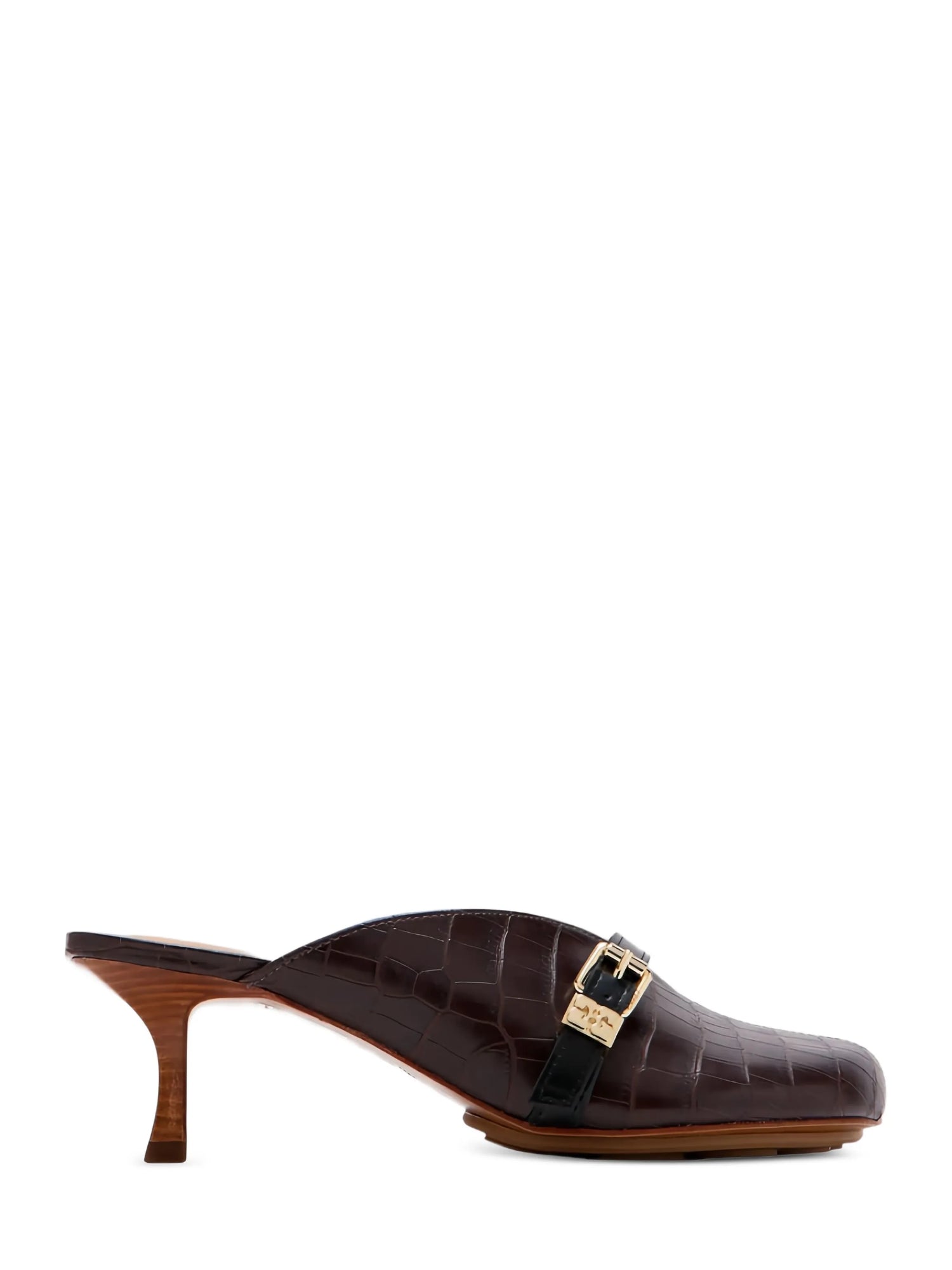 Sue heeled mules, brown croco