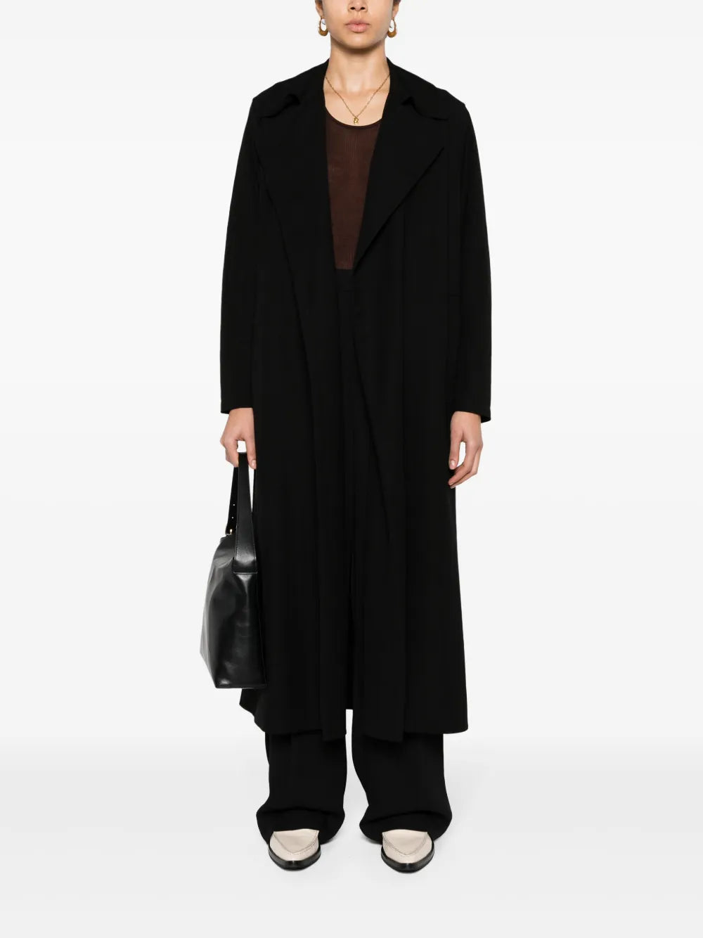 Long trench coat rayon, black