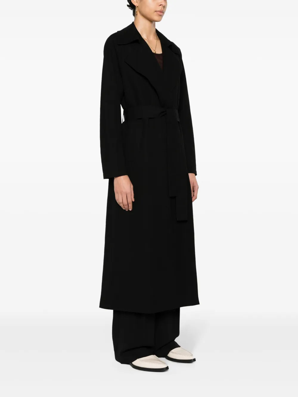 Long trench coat rayon, black