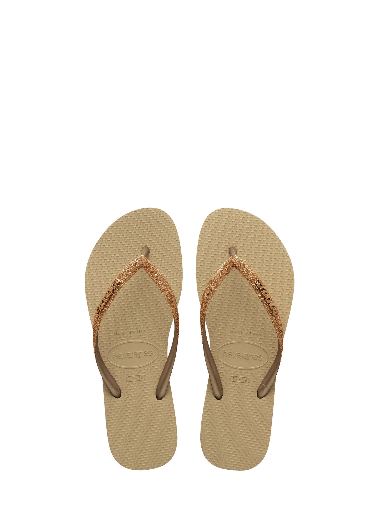 Slim Glitter II flip-flops, Sand / Golden Light Metalico