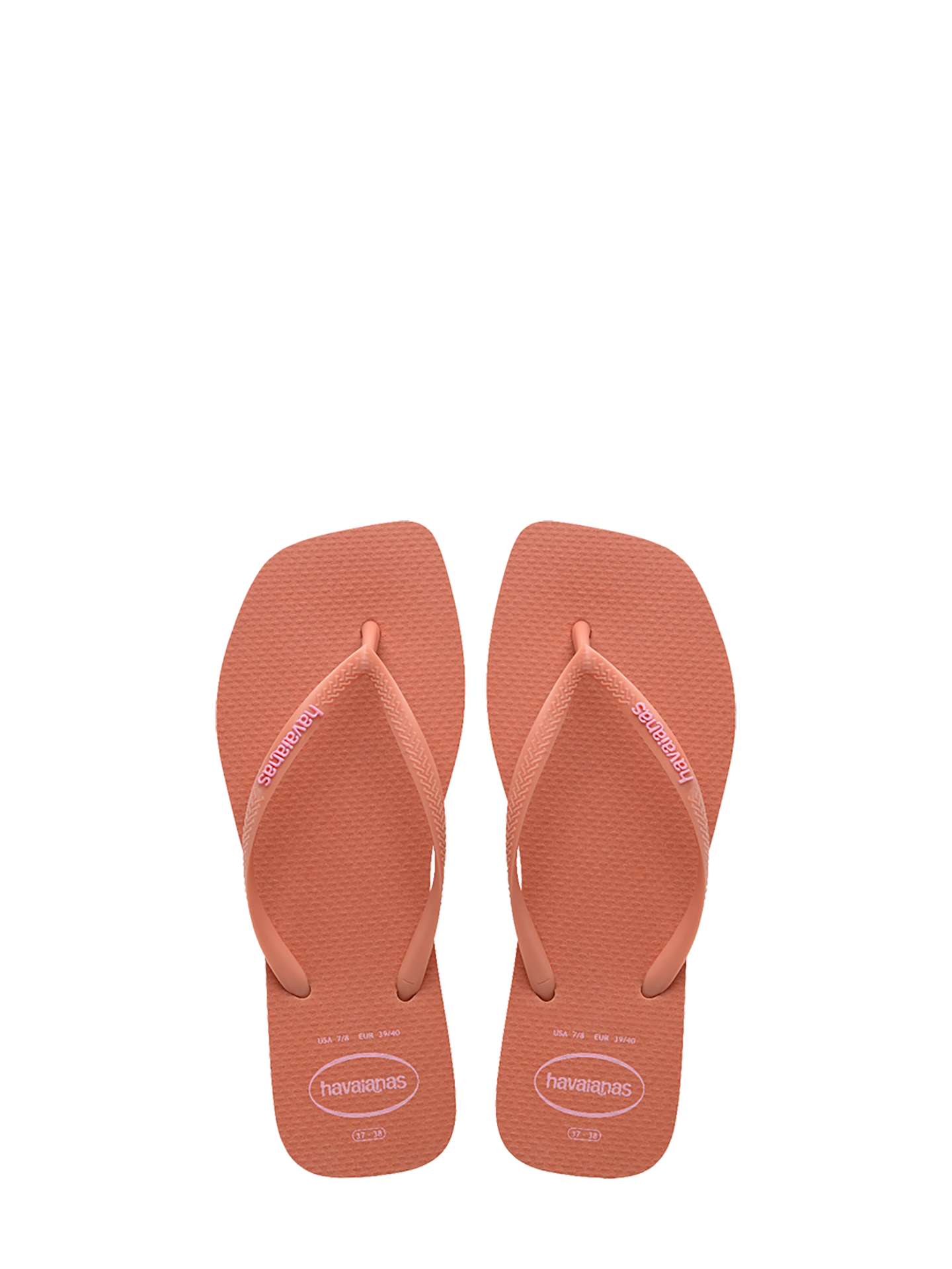 Slim square logo pop up flip-flops, pink clay