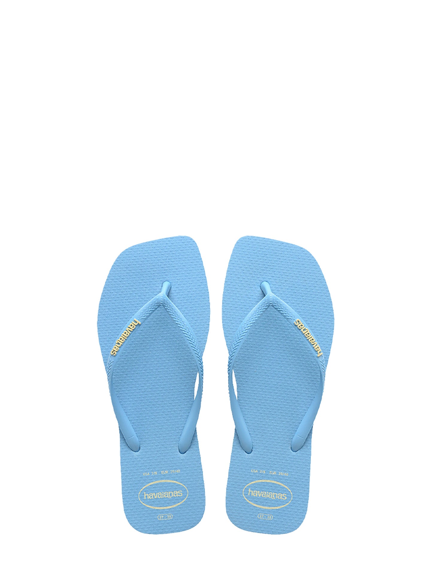Slim square logo pop up flip-flops, light blue
