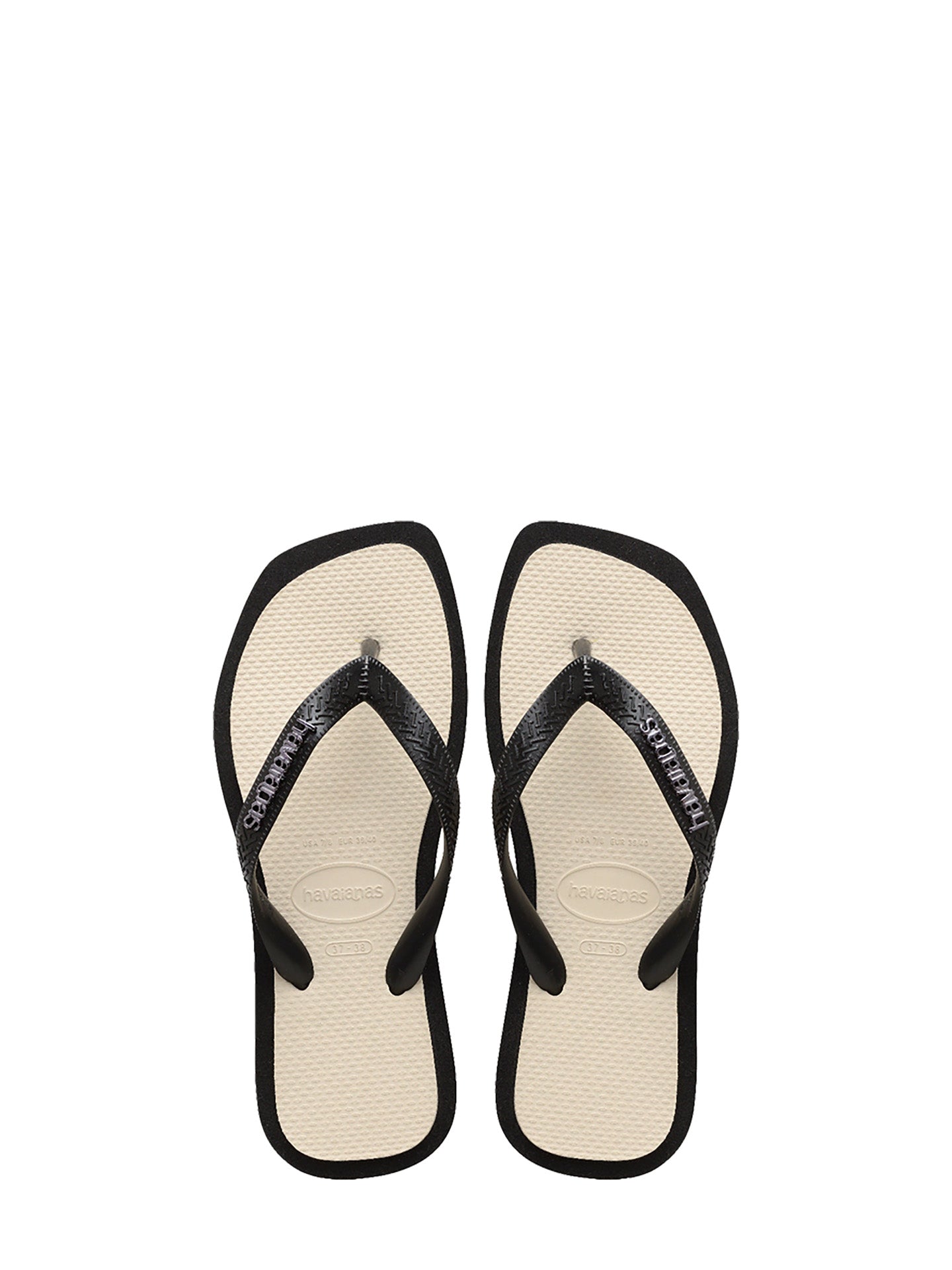 Top square fusion flip-flops, black-white