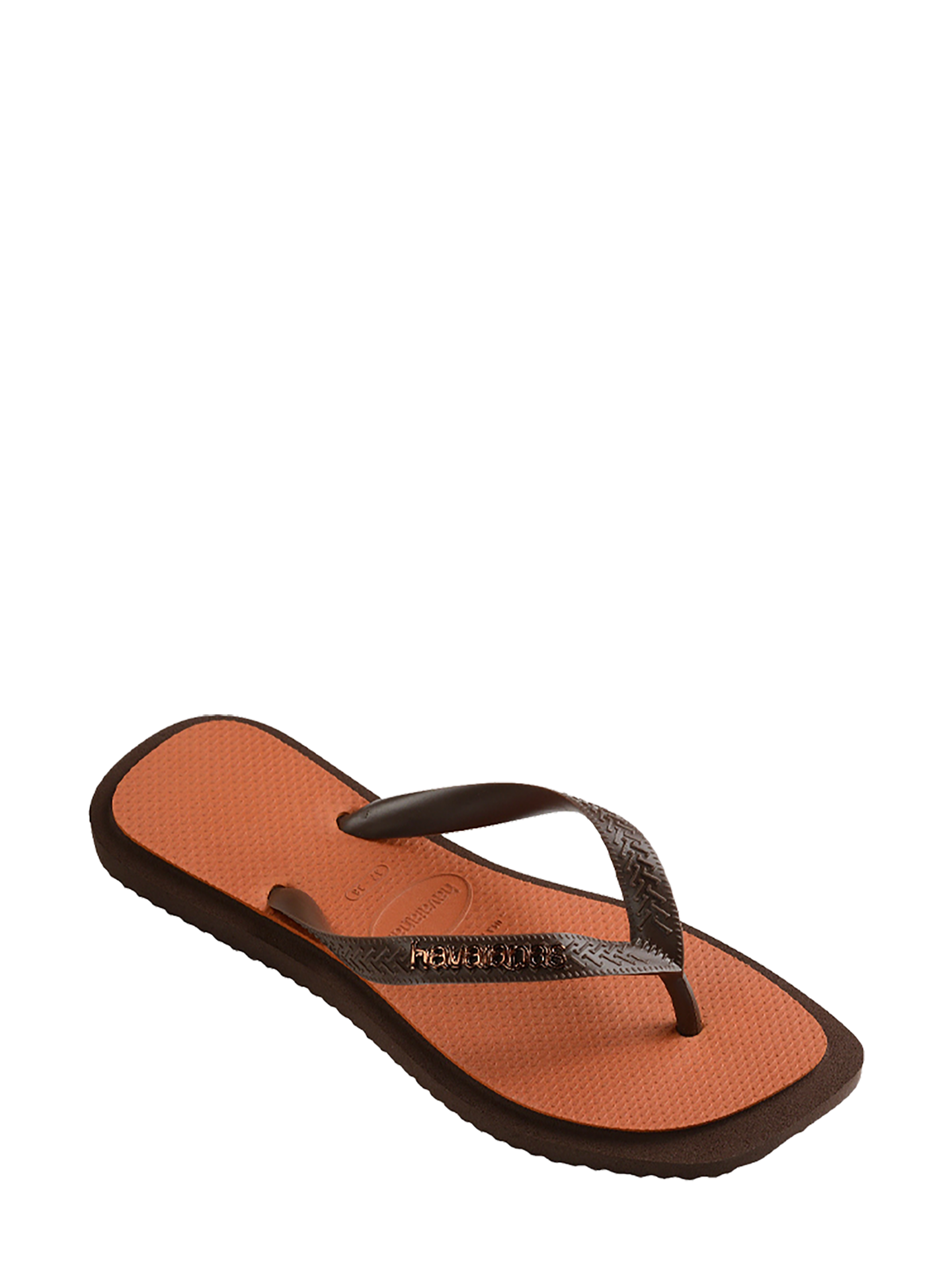 Top square fusion flip-flops, dark brown