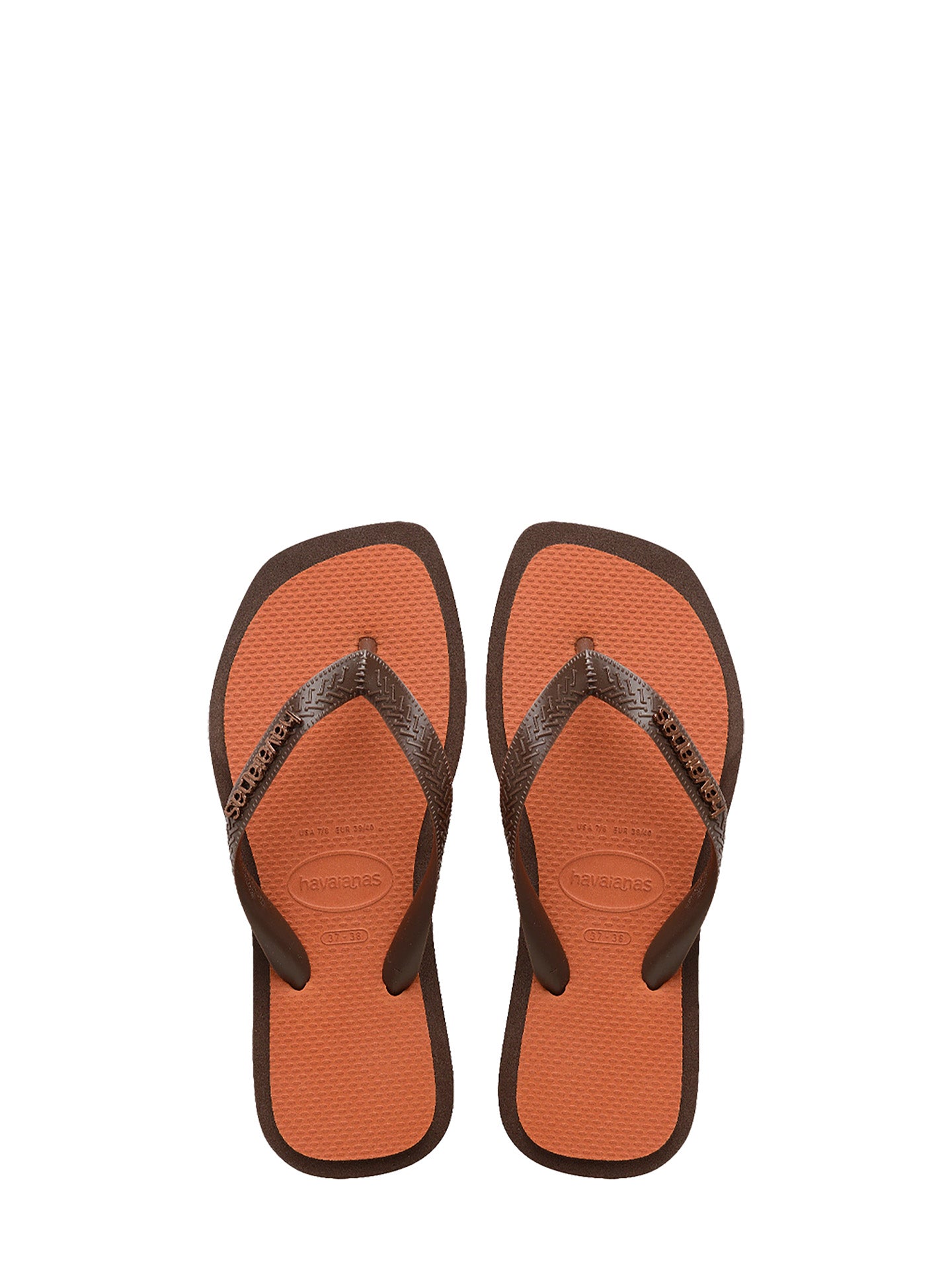 Top square fusion flip-flops, dark brown