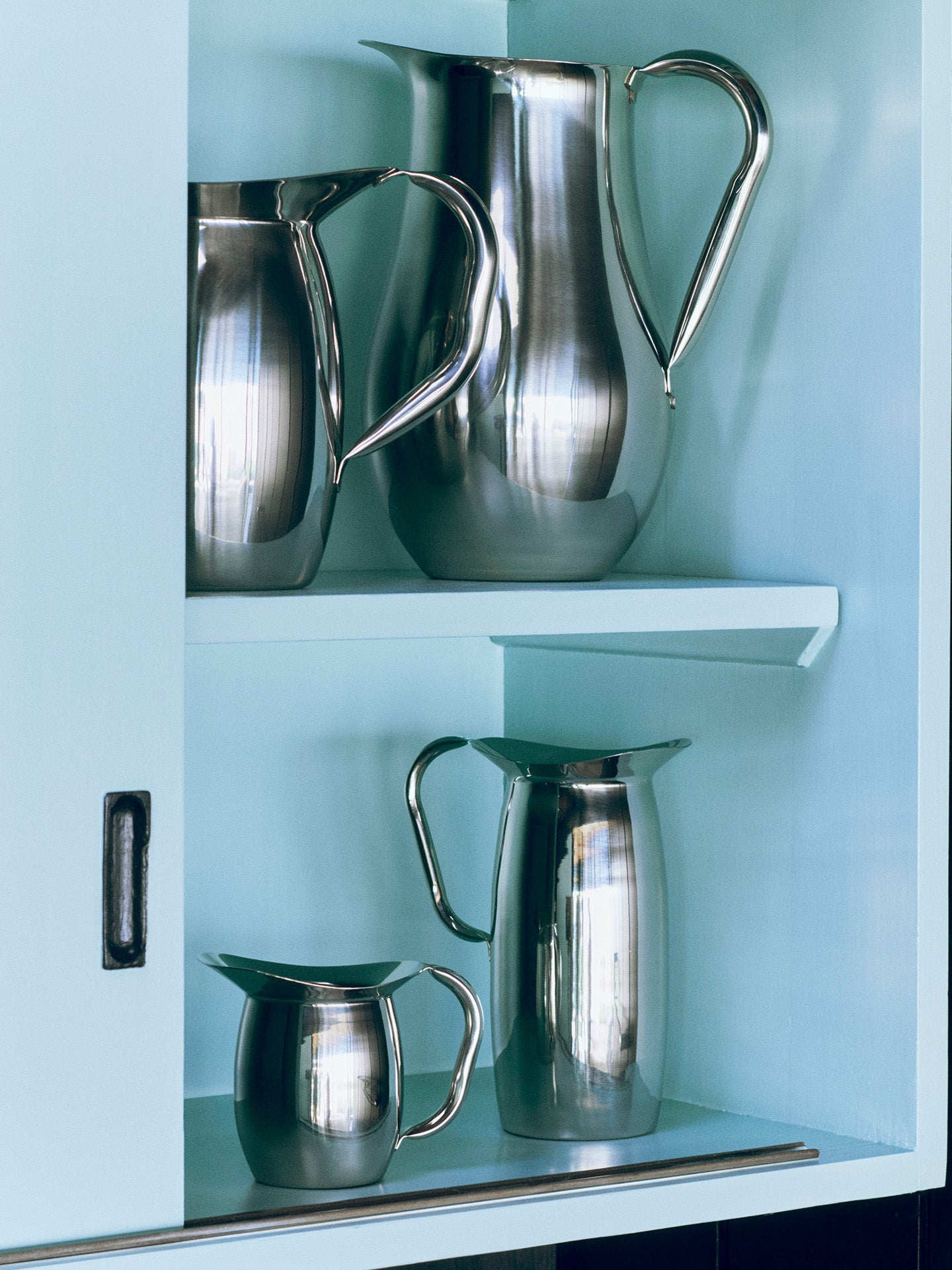 Indian Steel Pitcher, small and tall
