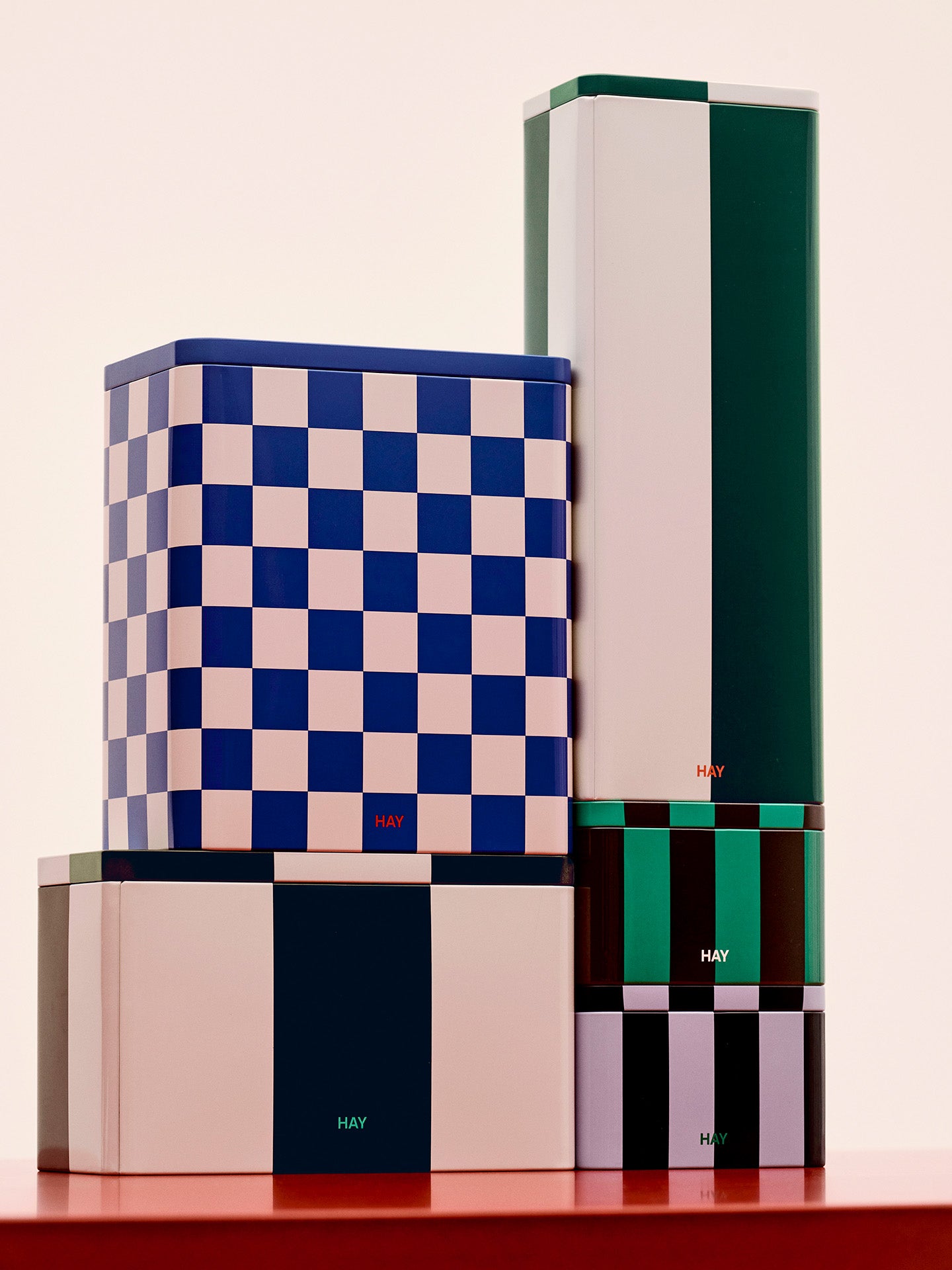 Tin slim container, Green/off-white