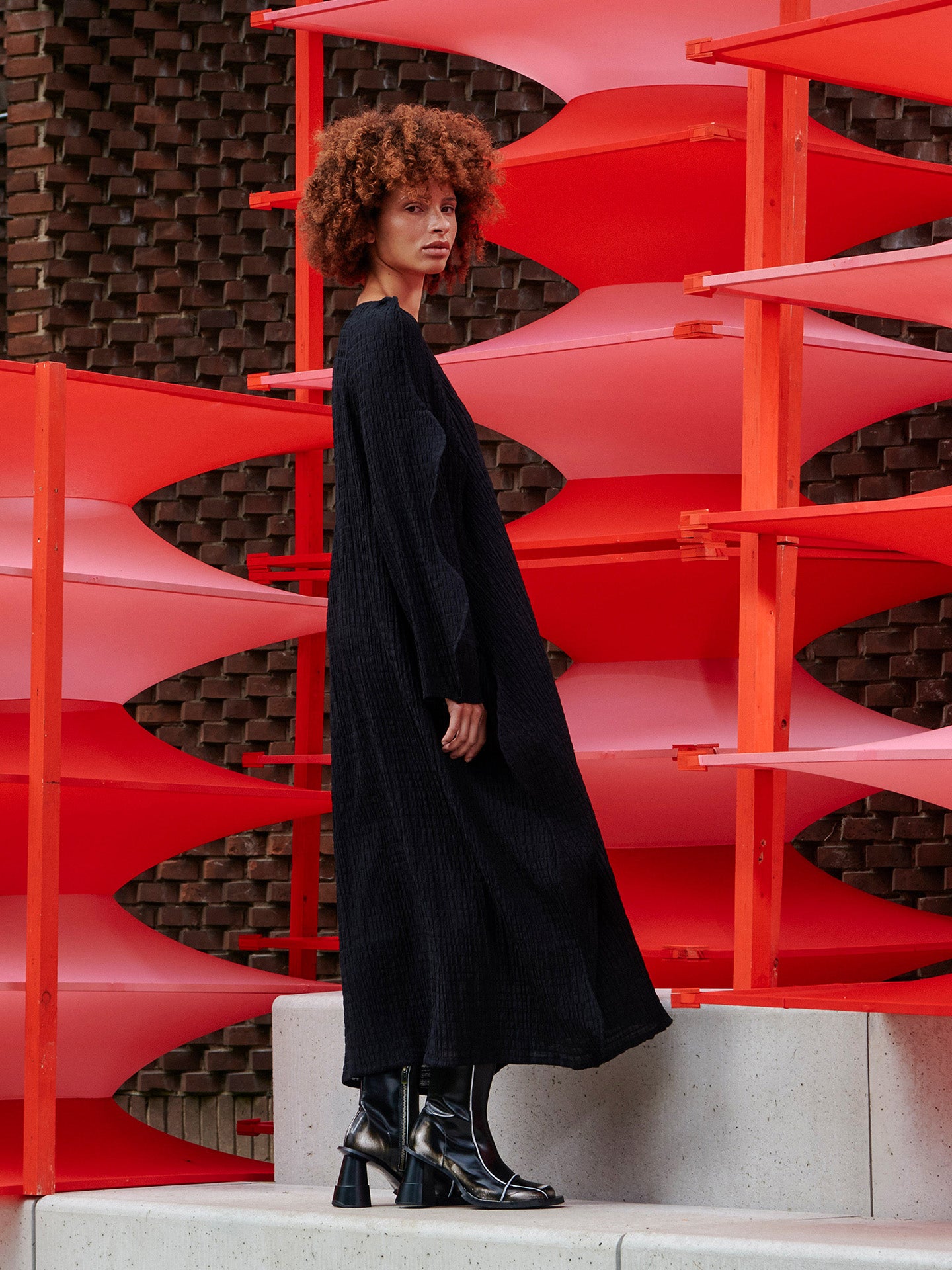 Octo long sleeve dress, black