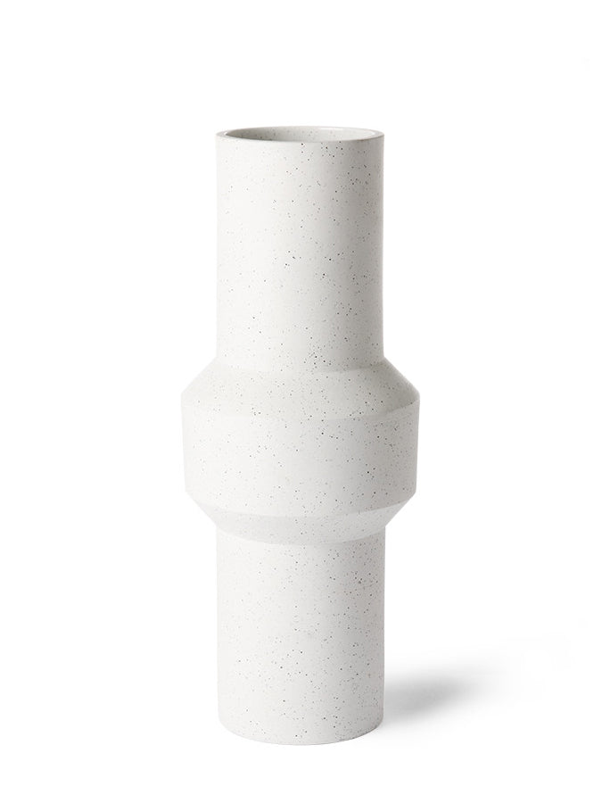 Speckled clay vase straight (39,5 cm), ivory