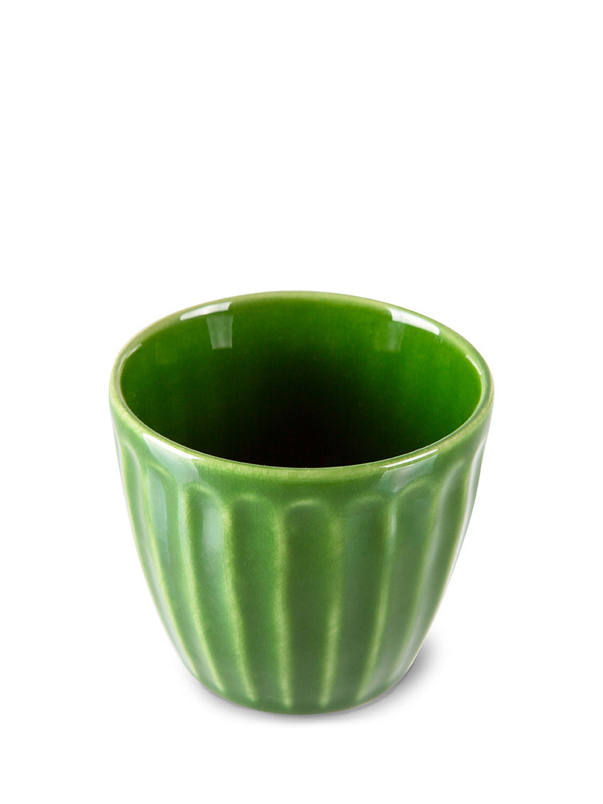Ceramic mug ribbed, emerald green