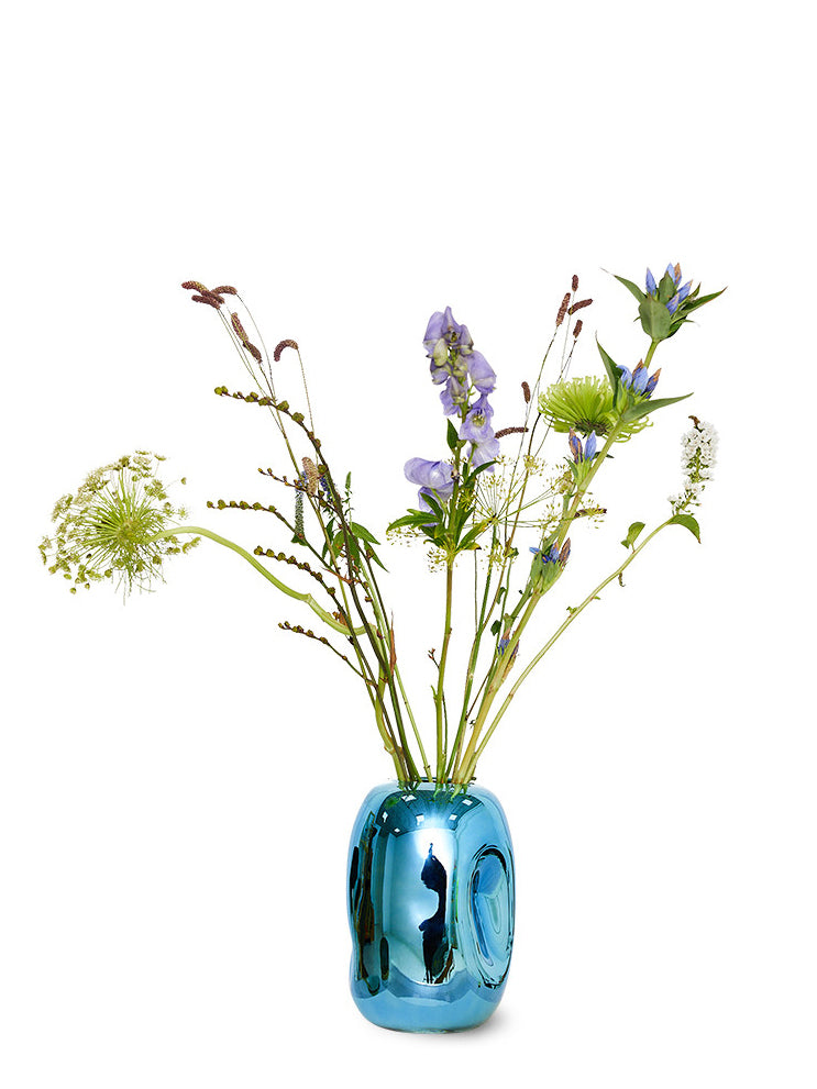 Blue chrome glass vase