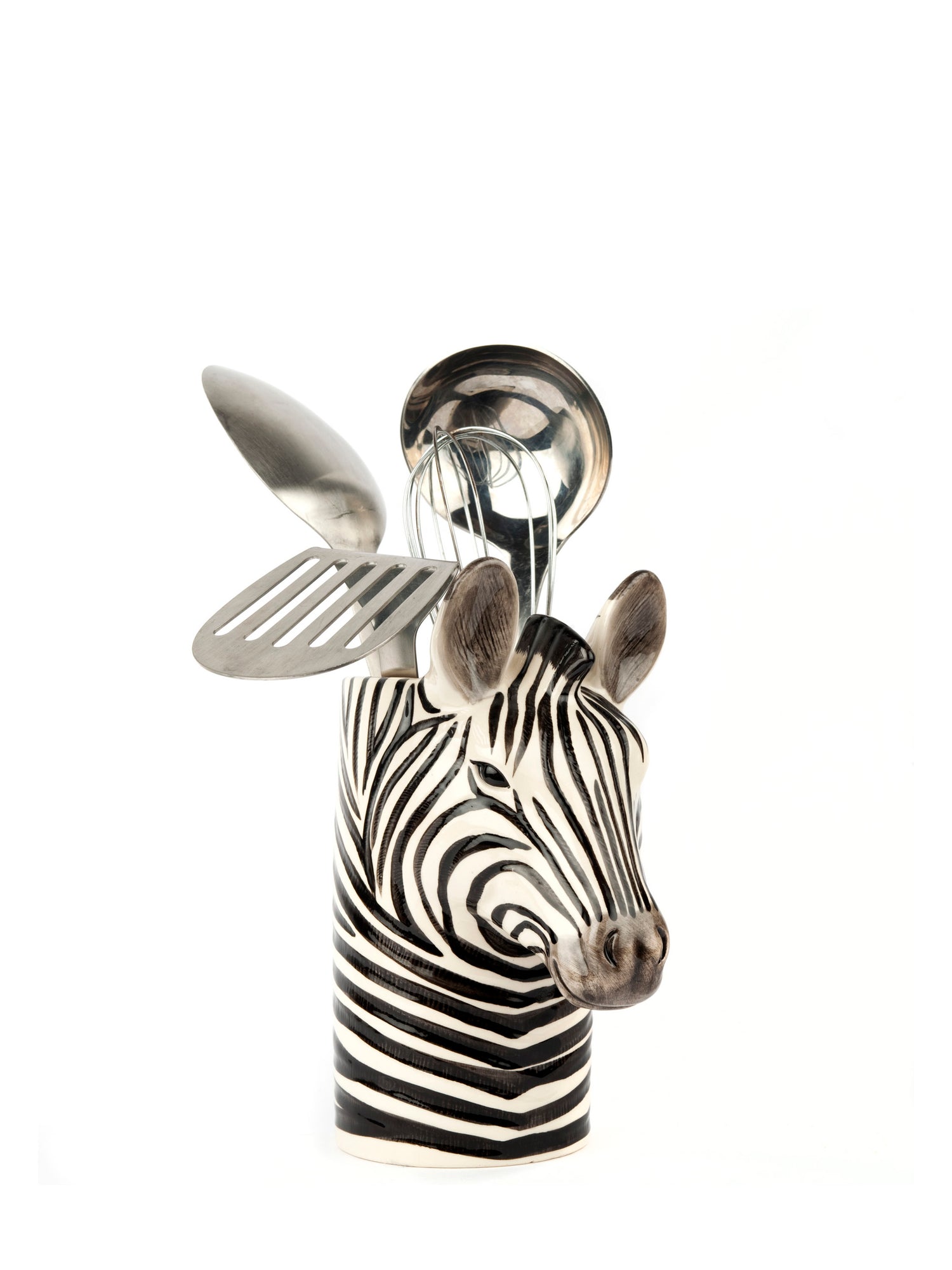 Decorative zebra head utensil pot