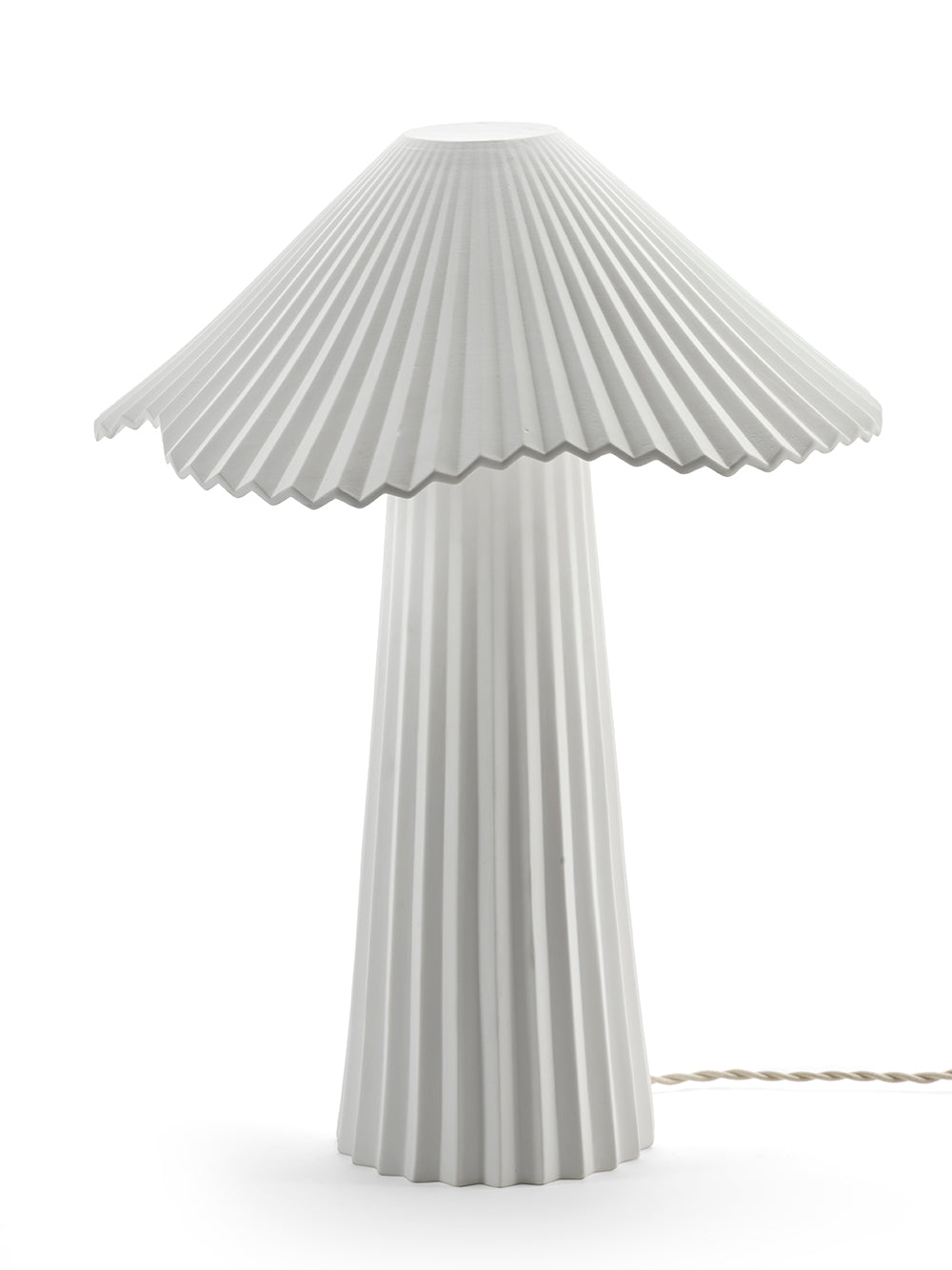 White pleated lamp on a white background