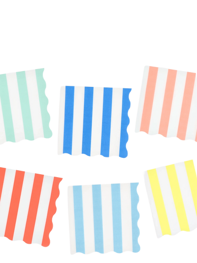 Beach striped dinner napkins, pack of 16