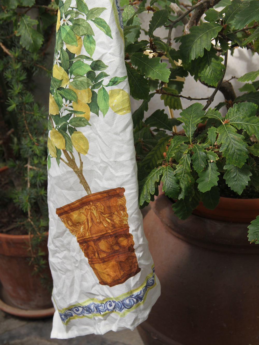 Lemon coccio linen tea towel (50x70cm)