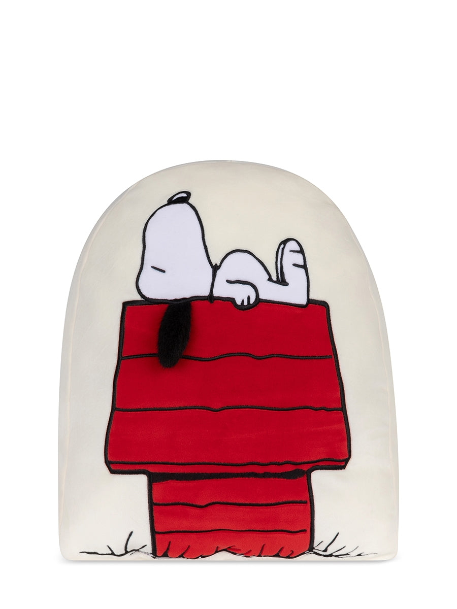 Snoopy character on a red doghouse with white background