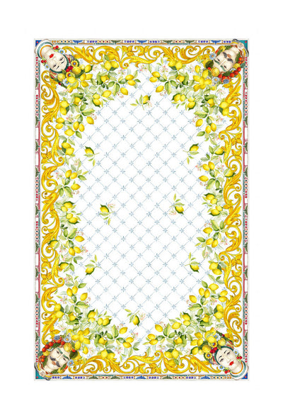 Zagara Moor's head linen long tablecloth, yellow (160x230cm)