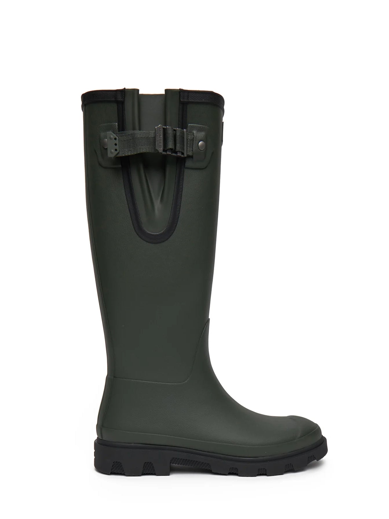 Unisex downpour adjustable boot, dark olive with black sole
