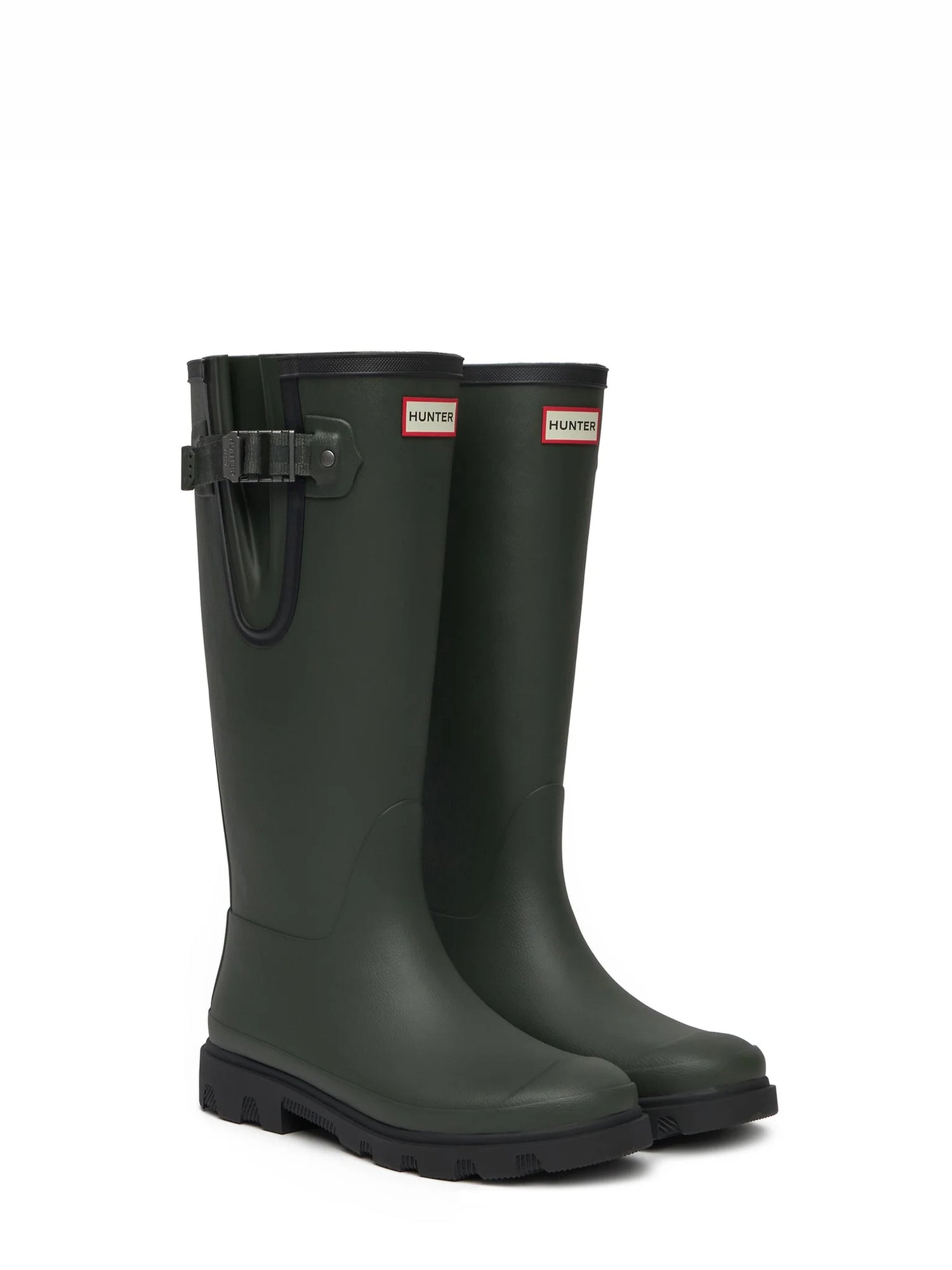 Unisex downpour adjustable boot, dark olive with black sole