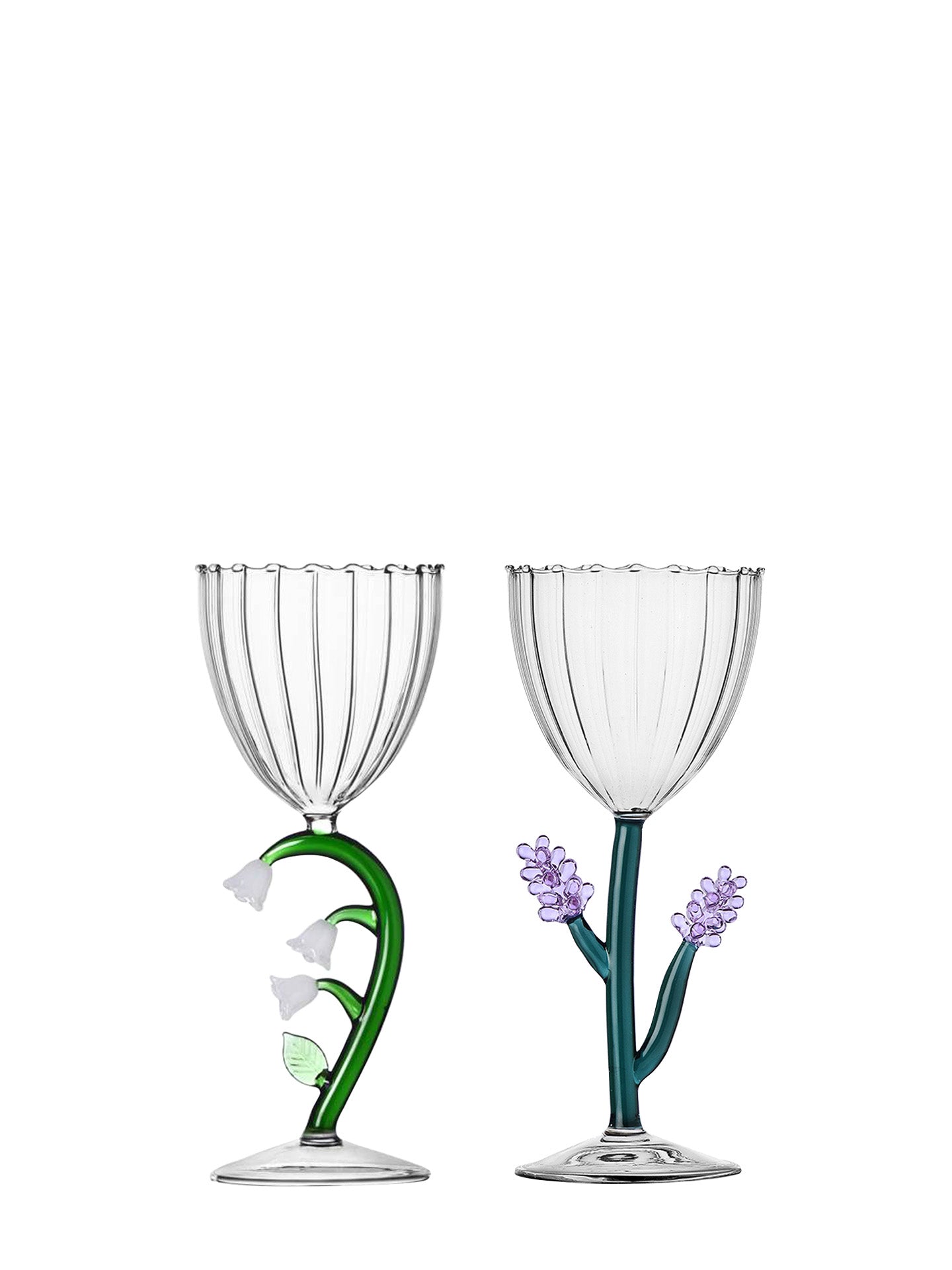 Lavender stemmed wine glass, Botanica Collection