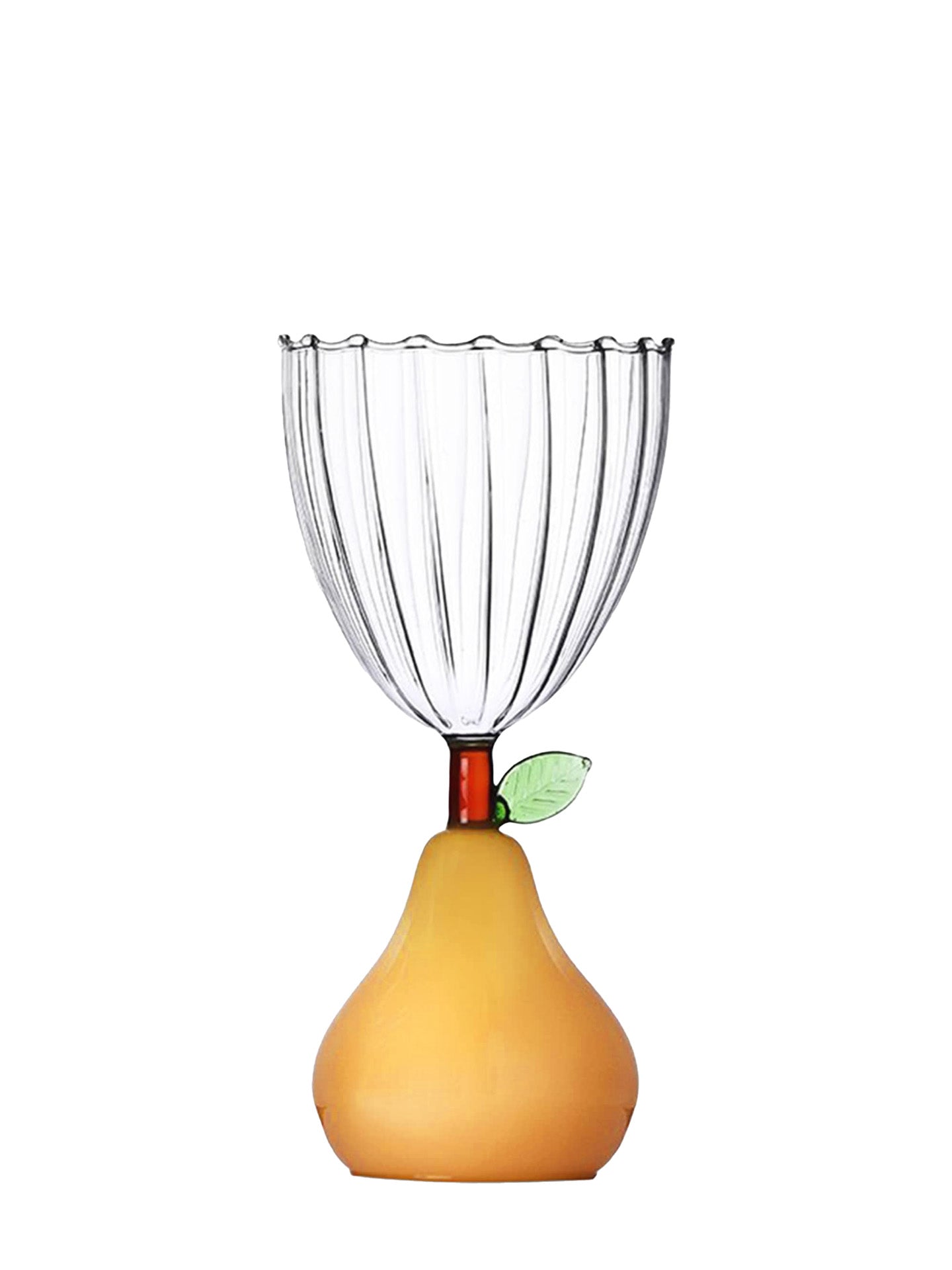 Yellow matte pear wine glass, Fruits & Flowers Collection