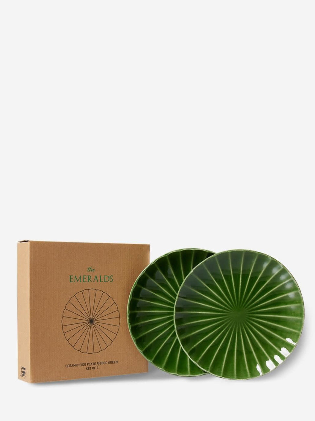 Ceramic side plate ribbed, green (21,6cm)