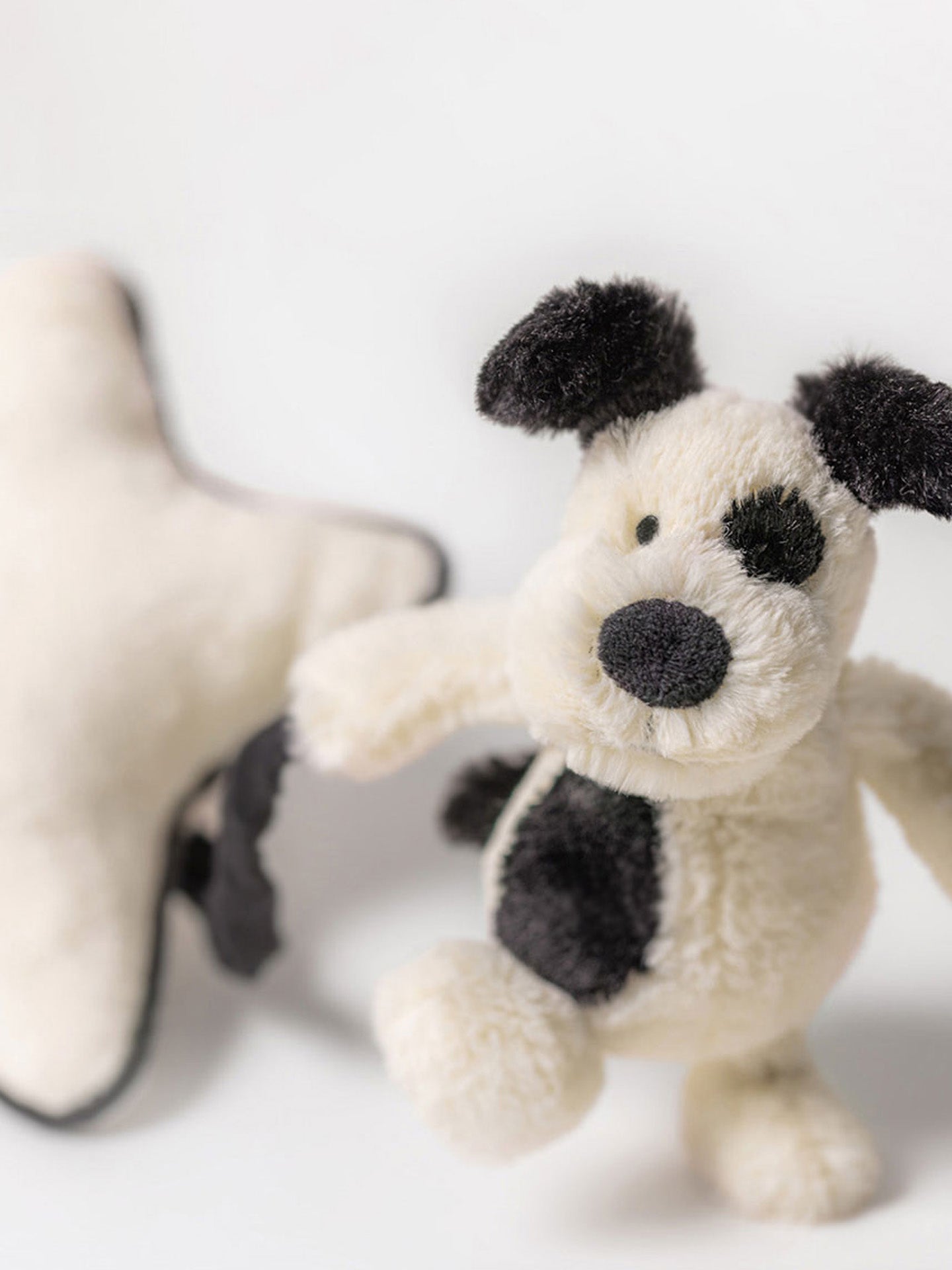 Bashful Black & Cream Puppy musical pull soft baby toy